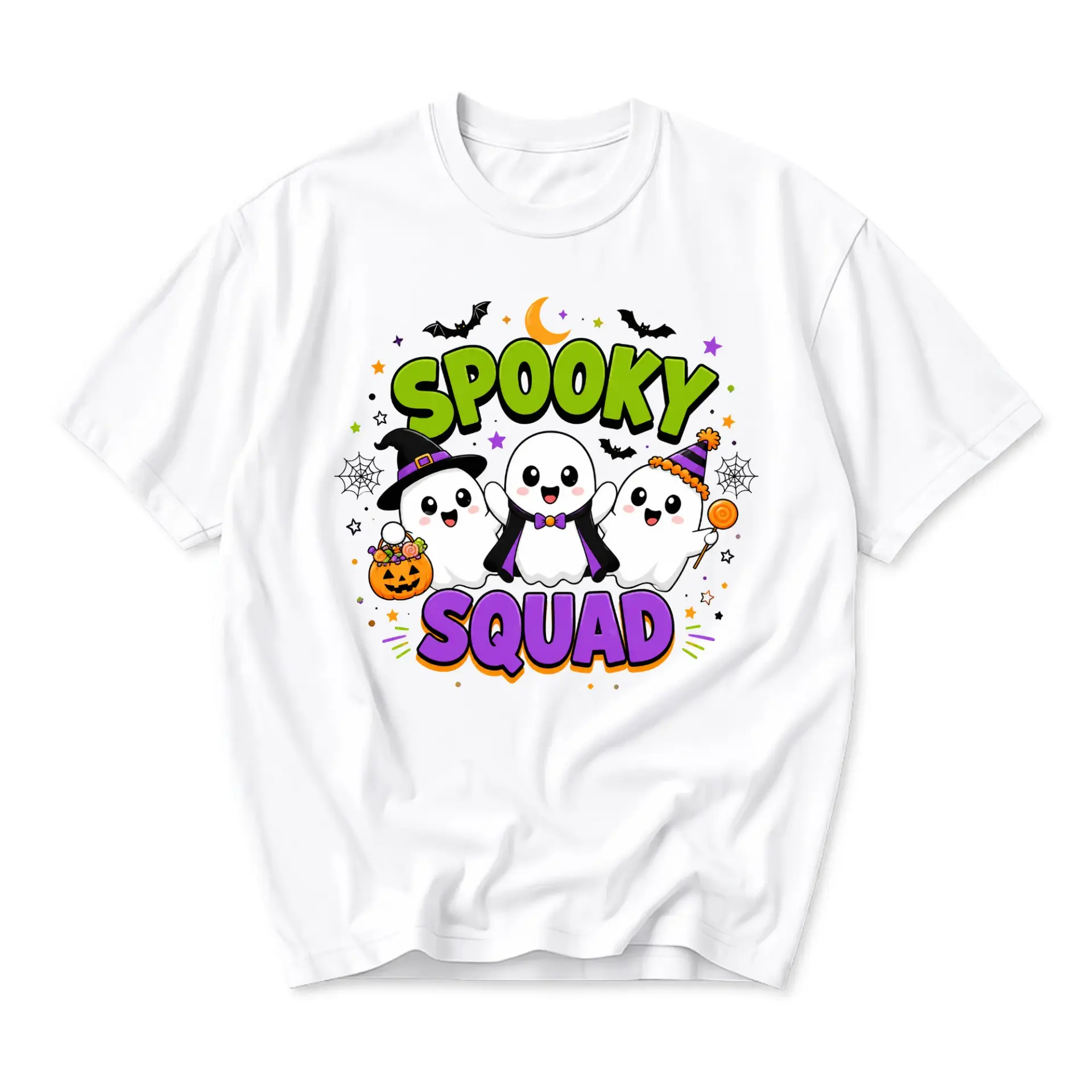Funny Shirt Spooky Squad Halloween Graphic Tee for Casual Wear and Festive Seasonal Outfits in Unisex Crew Neck Fit