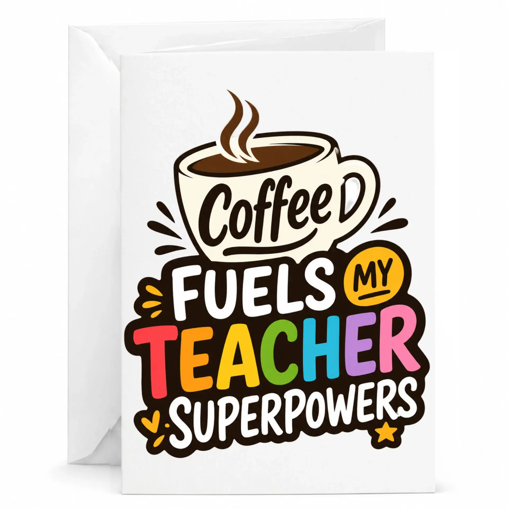 Funny Teacher Appreciation Greeting Card Coffee Themed Professional Stationery for Mentors and Educators