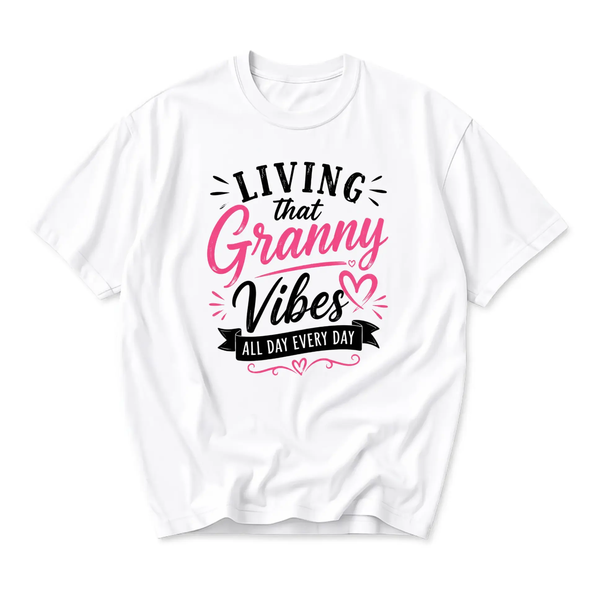 Funny Shirt Living That Granny Graphic Tee Casual Unisex Crew Neck Short