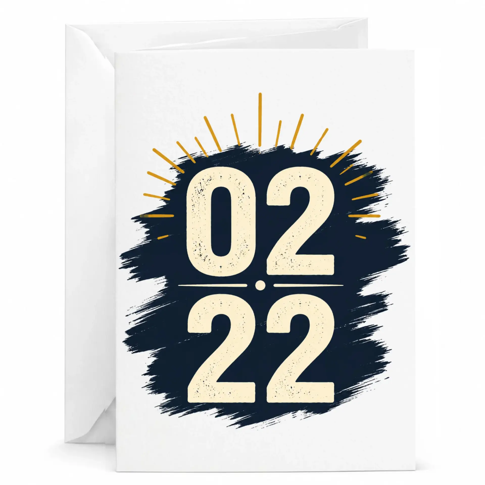 Birthday Card Featuring February Twenty Second Date Design Modern Minimalist Greeting Card with White Envelope