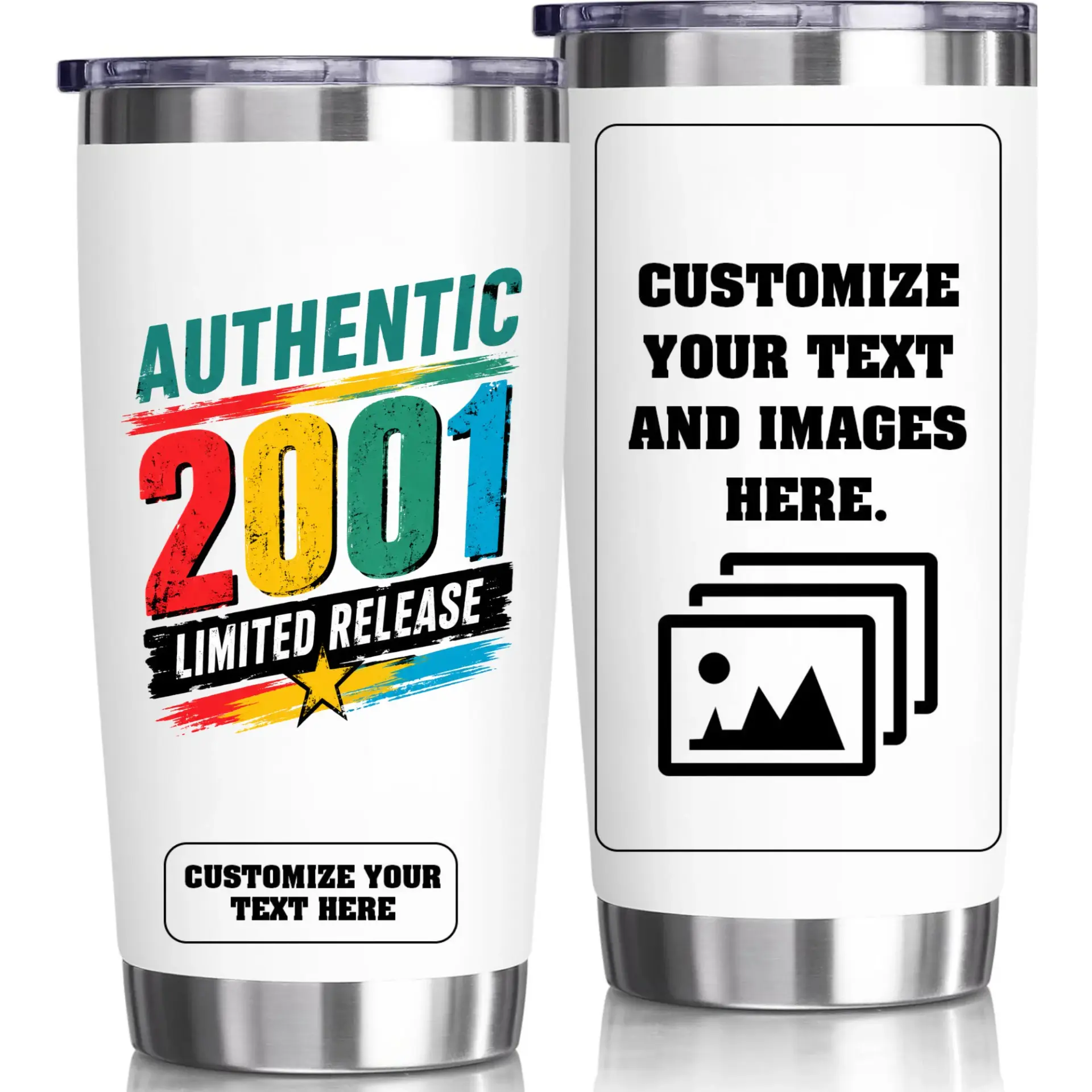 Stainless Steel Tumbler 20oz Authentic 2001 Limited Release Design Personalized Travel Cup for Hot and Cold Beverages