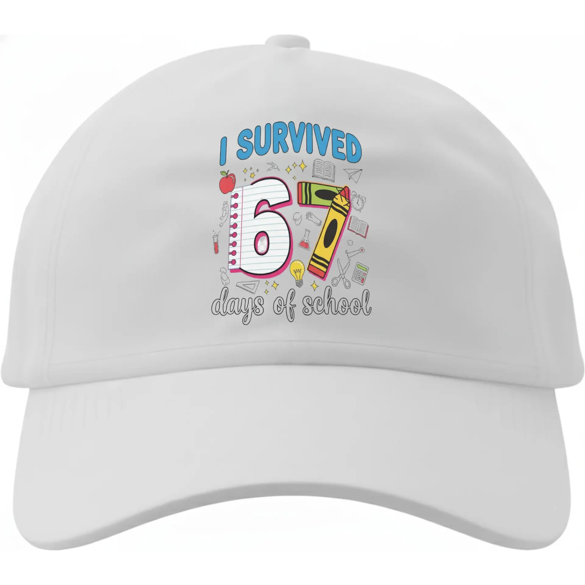 Dad Hat Baseball Cap I Survived 67 Days of School Design Adjustable Cotton Low Profile Headwear for Casual Daily Wear