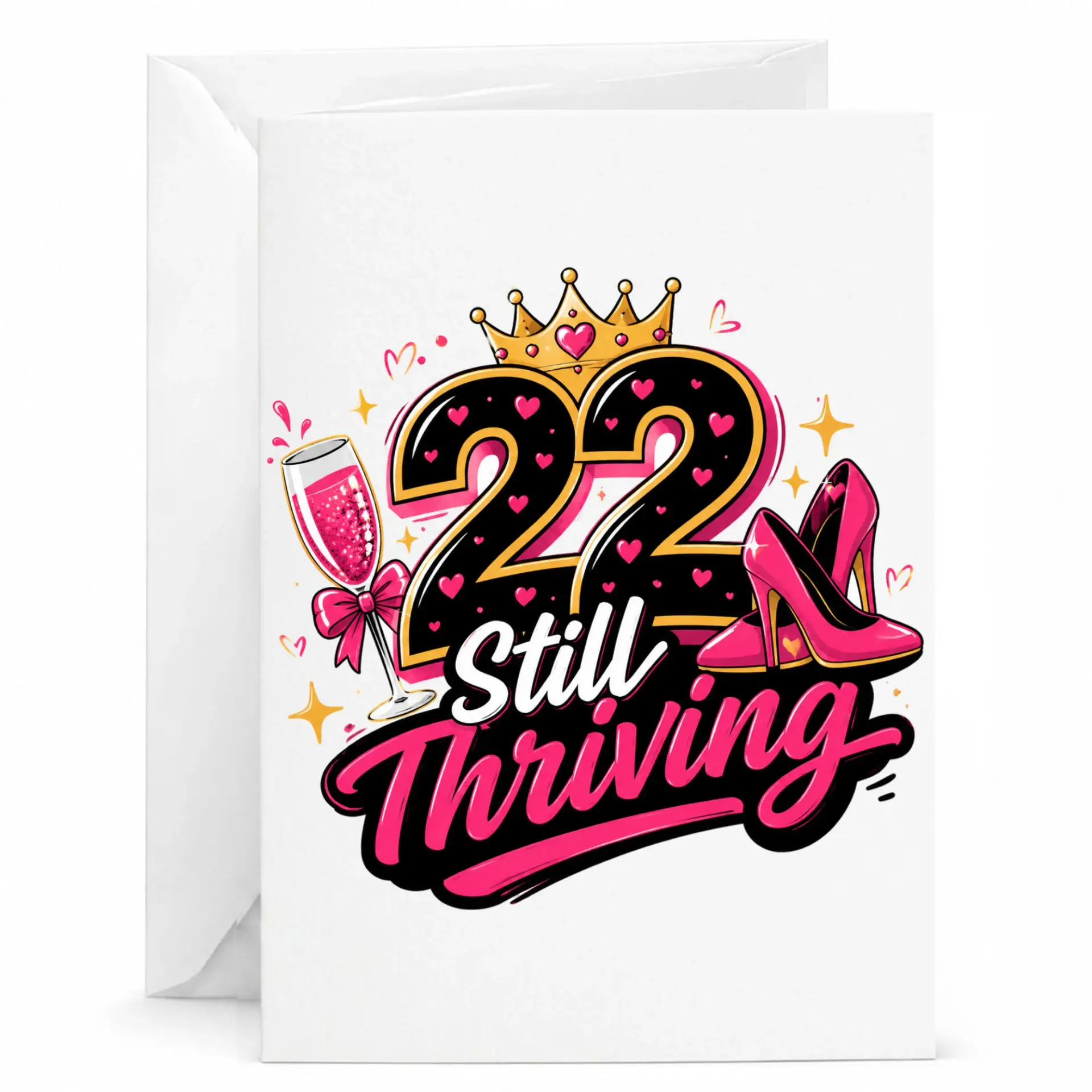Birthday Card 22 Still Thriving Fun Twenty Second Birthday Greeting Card for Her with Envelope