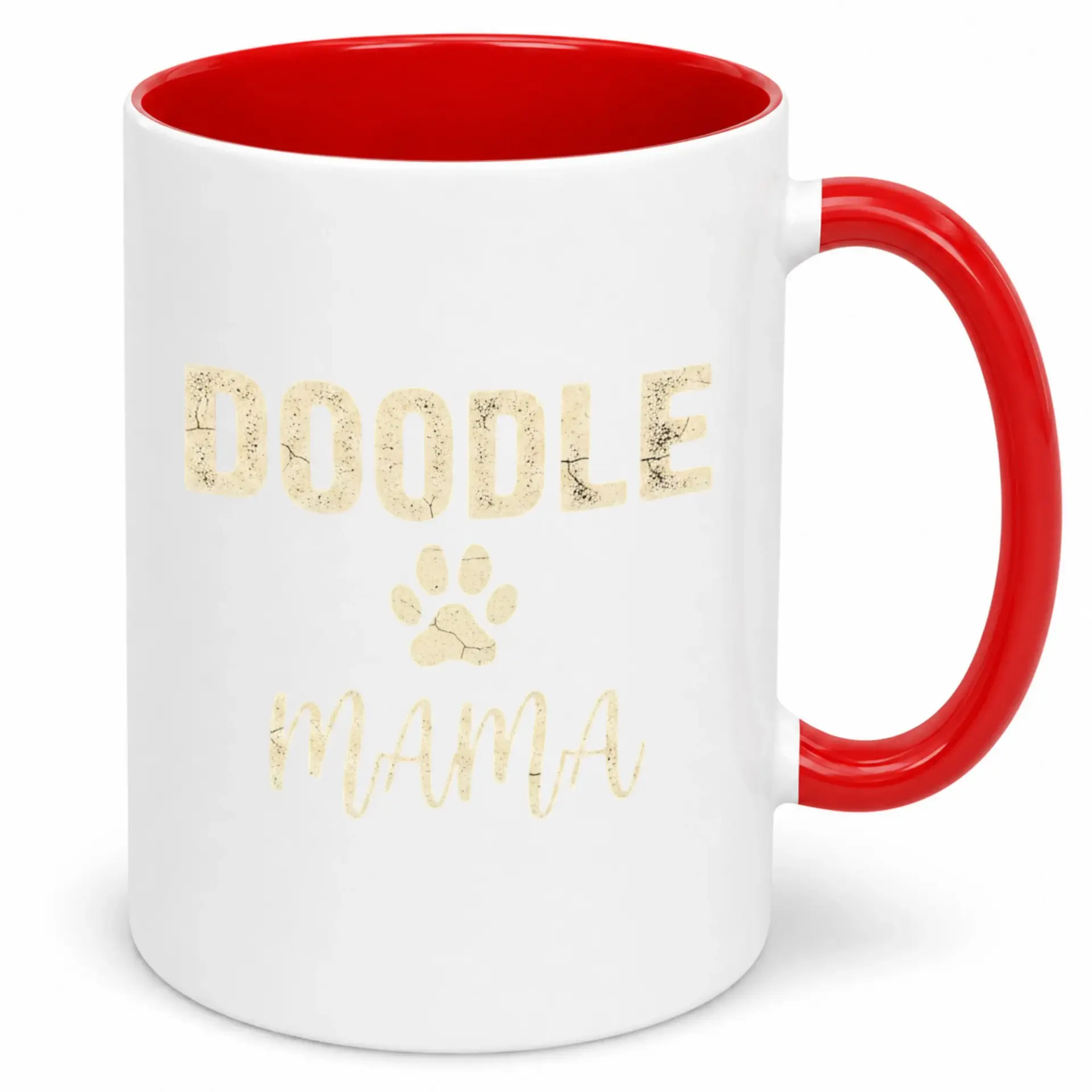 Funny Doodle Mama Ceramic Coffee Mug with Paw Print Design for Dog Owners and Everyday Beverage Enjoyment
