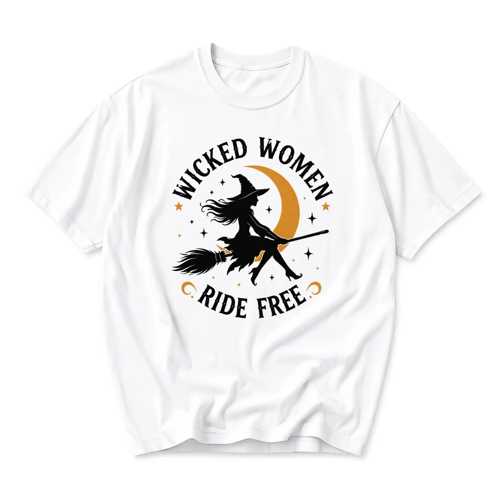 Graphic Tee Wicked Women Ride Free Shirt Casual Unisex Crew Neck Top Short Sleeve Halloween Themed Cotton Blend