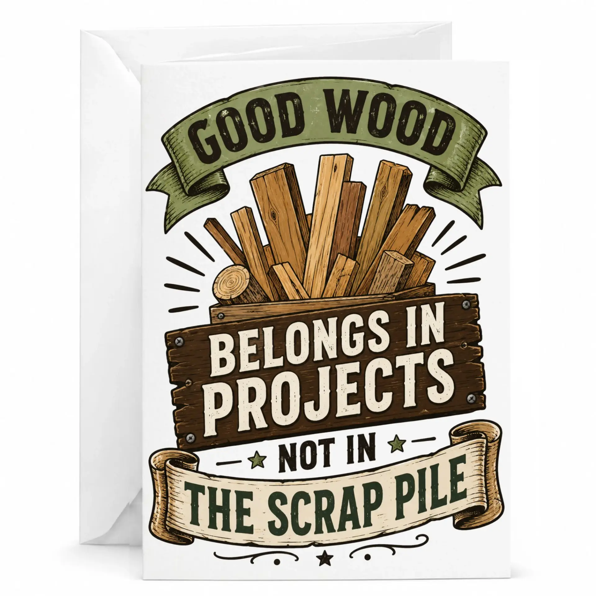 Funny Woodworking Greeting Card Good Wood Projects Quote for Carpenter Woodworker Enthusiast