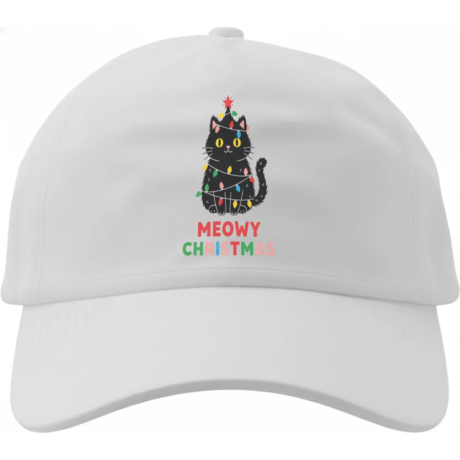 Baseball Cap Meowy Christmas Cat Holiday Graphic Hat for Adults Unisex Cotton Blend Adjustable Casual Sun Protection
