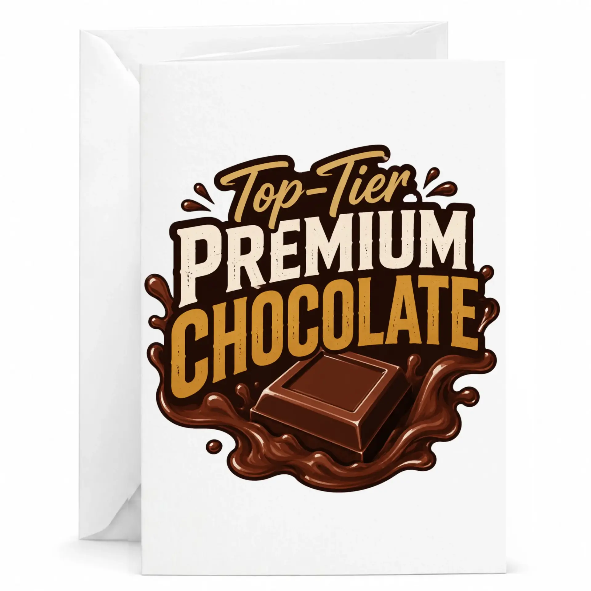 Funny Greeting Card Top Tier Premium Chocolate Foodie Humor Gift Note for Friends and Family Members Birthday