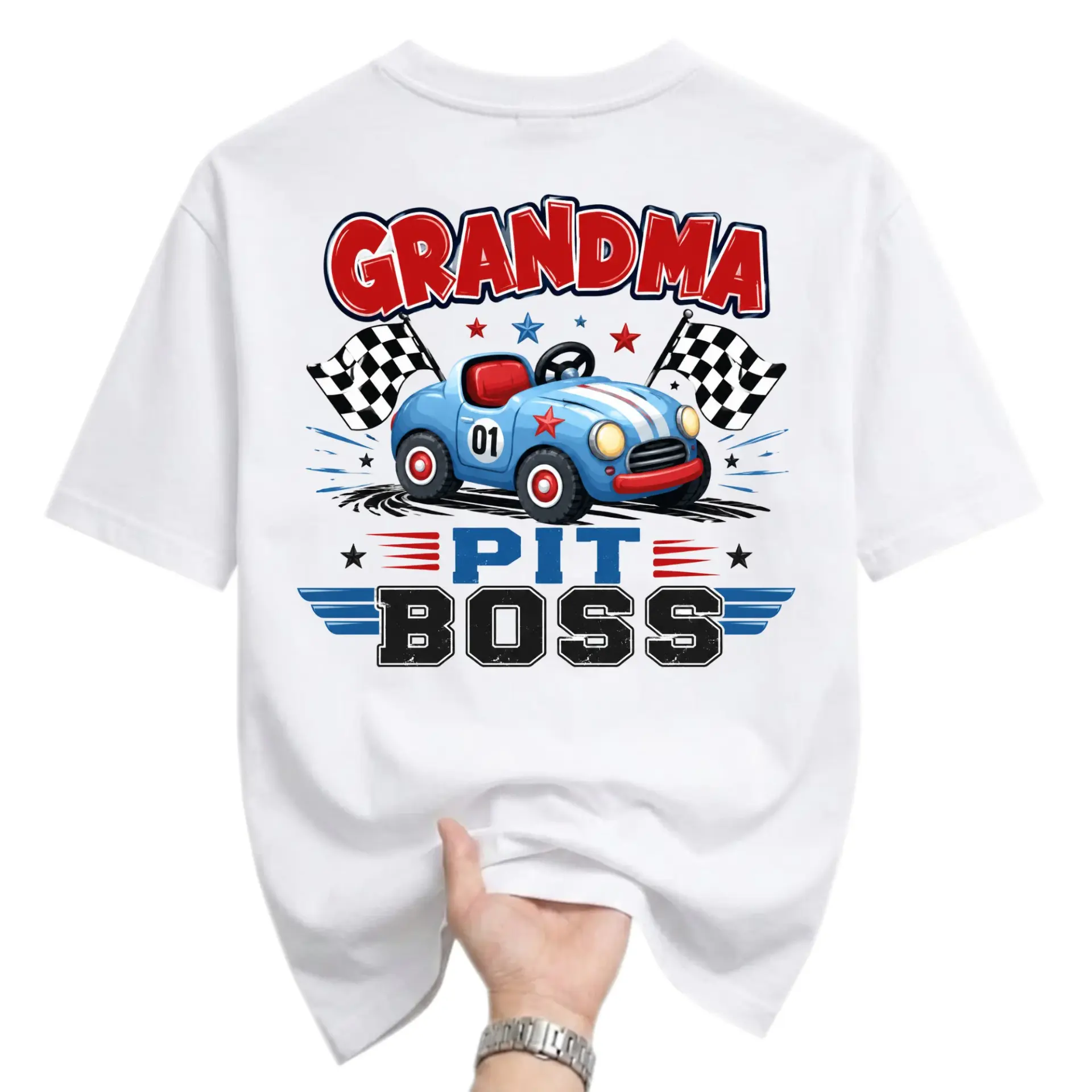 Graphic Tee Grandma Pit Boss Race Car Unisex Crew Neck T-Shirt Comfortable Casual Everyday Wear Apparel Shirt Top