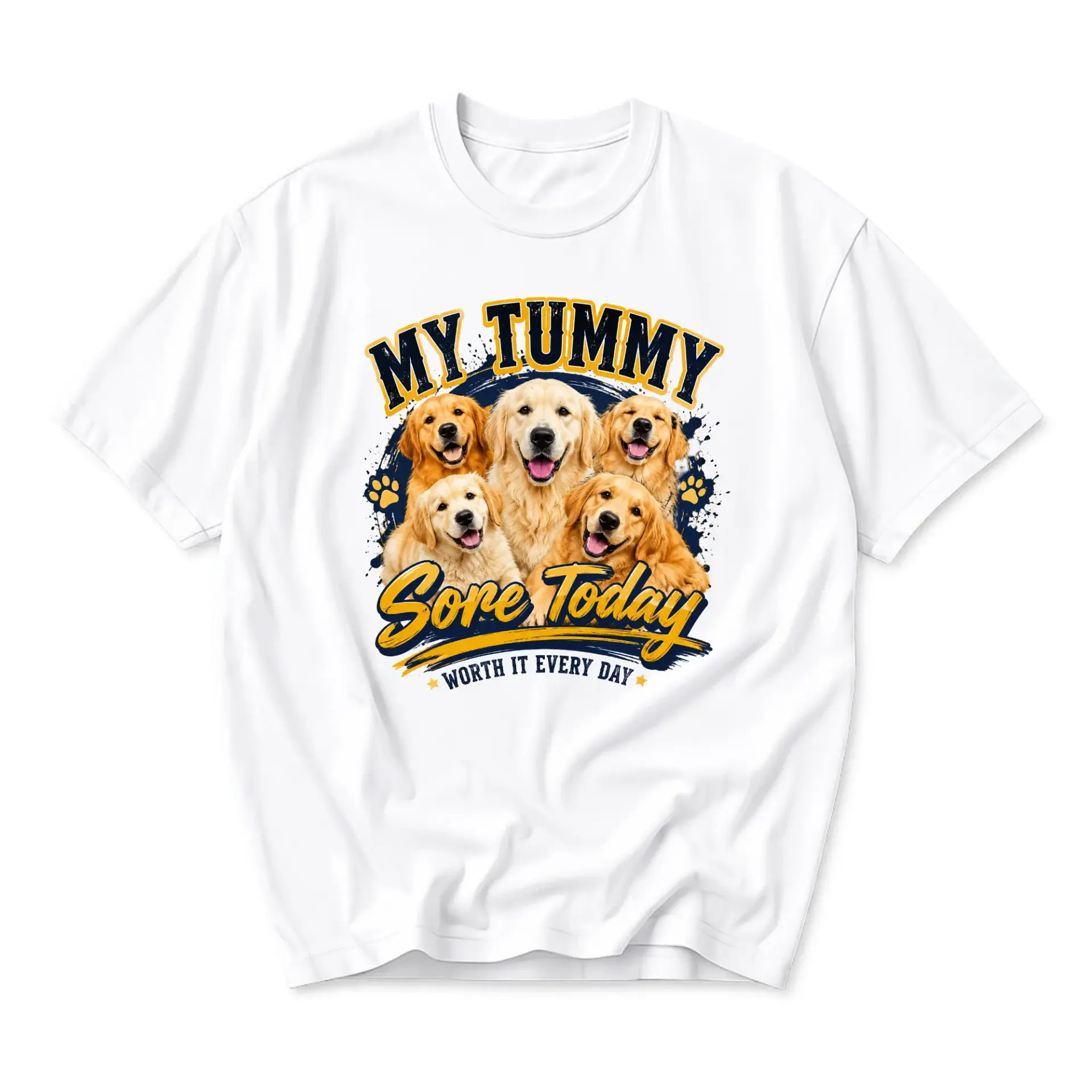 Graphic Tee Unisex Crew Neck T-Shirt Featuring Golden Retriever Print with