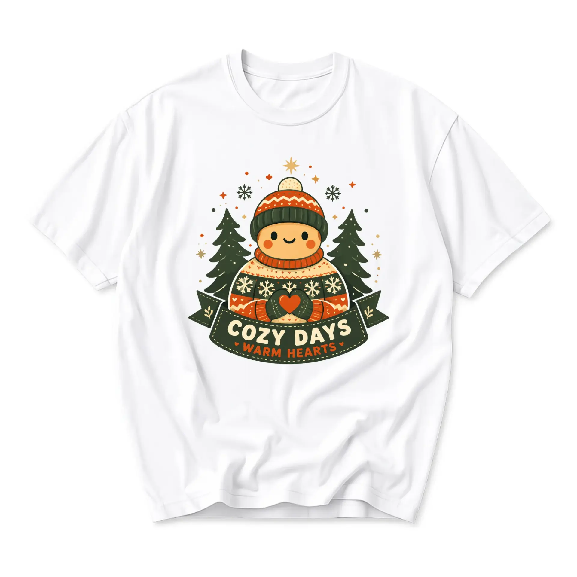 Graphic Tee Days Warm Hearts Holiday Illustration Unisex Crew Neck Soft