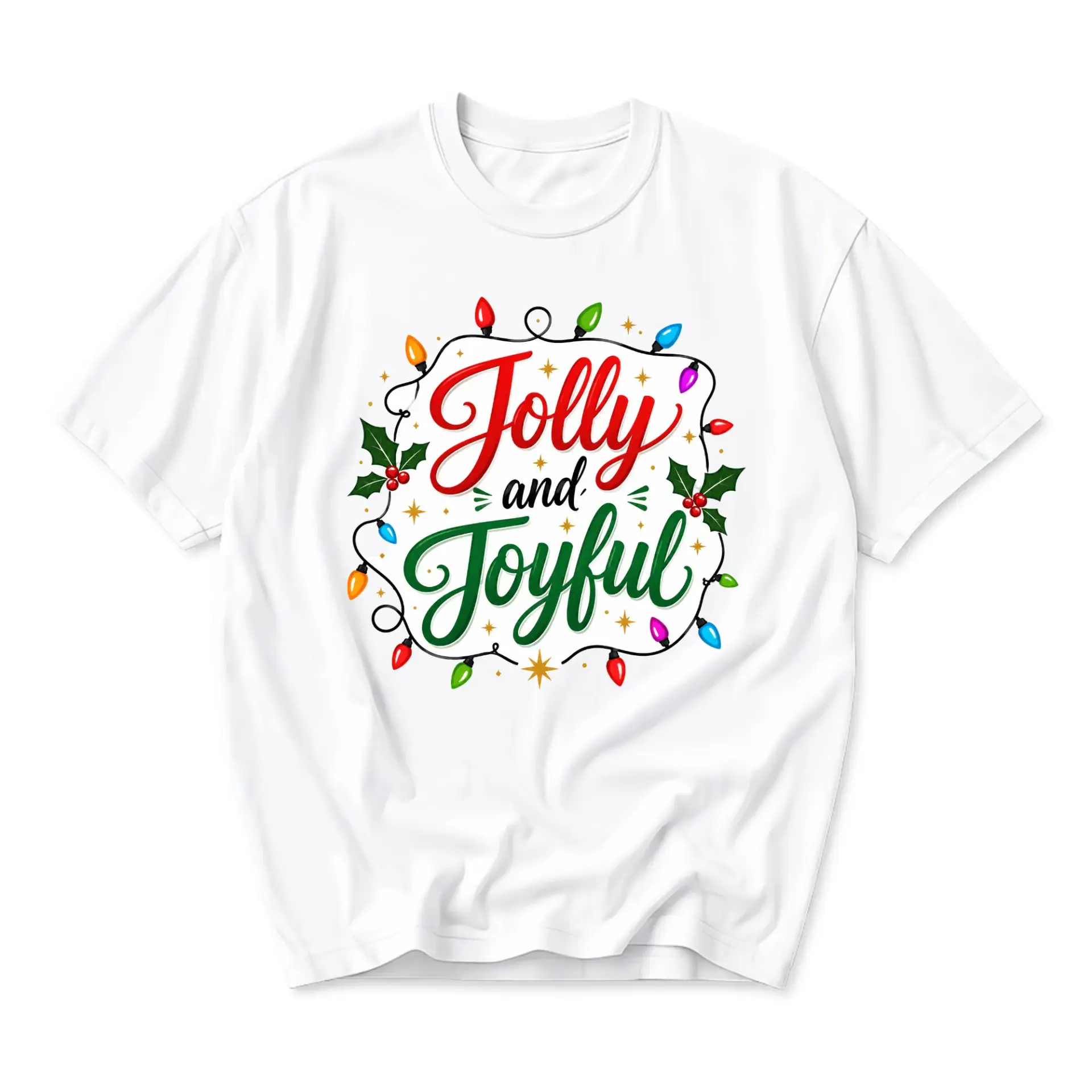 Funny Shirt Jolly and Joyful Graphic Tee Christmas Holiday Season Gift