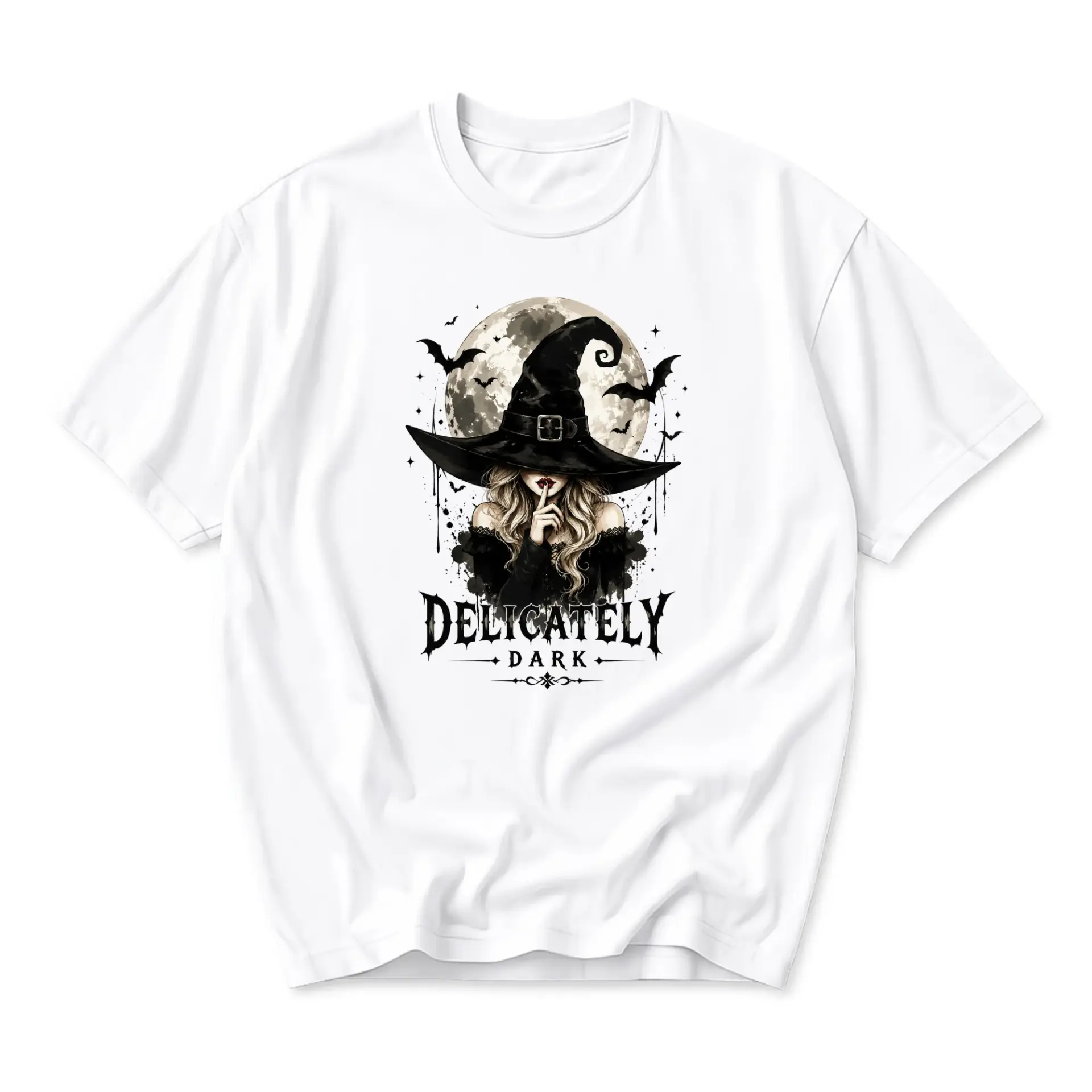 Graphic Tee Delicately Dark Witch Moon Illustration Unisex Crew Neck Short Sleeve Casual Fashion Cotton Blend Shirt