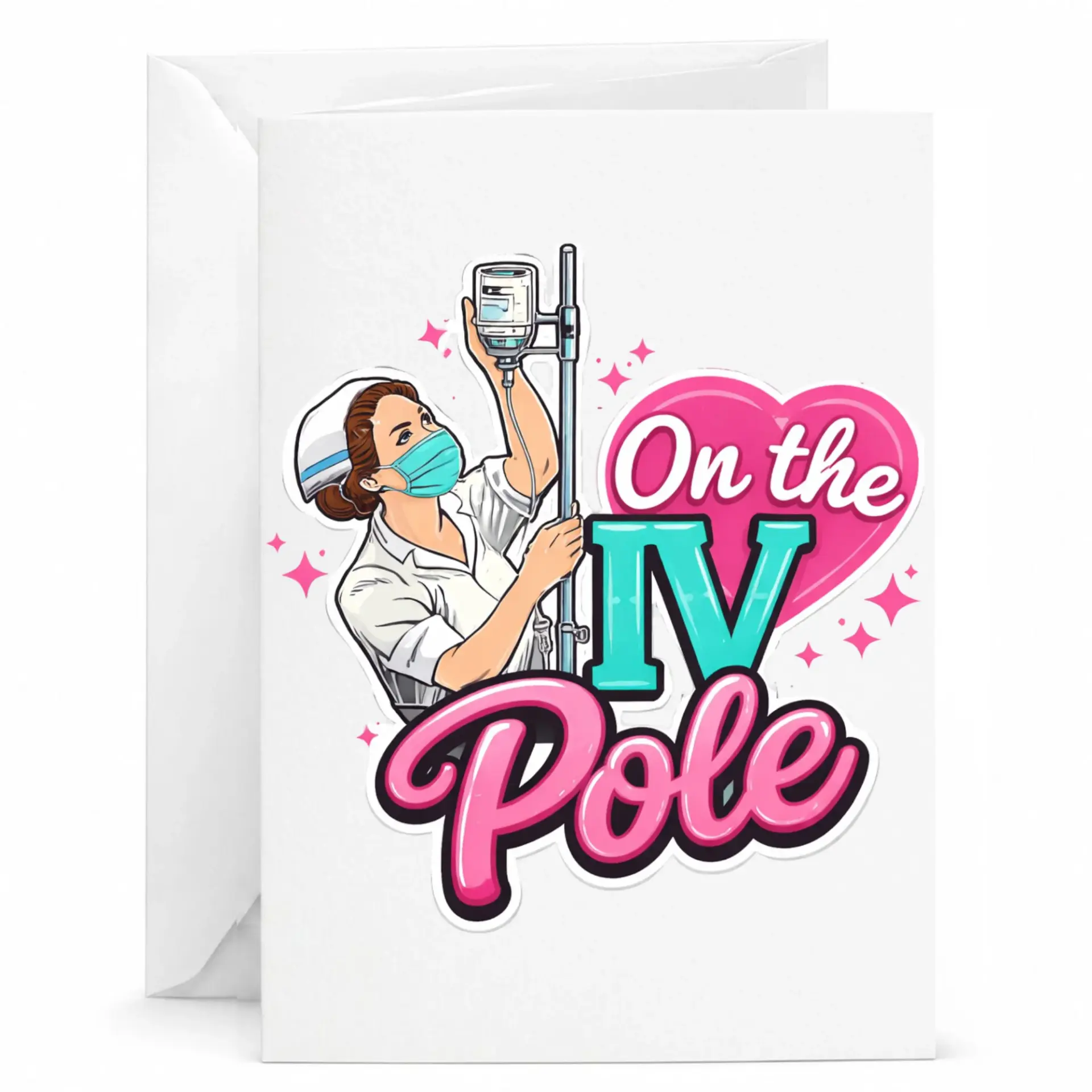 Funny Nursing Professional Appreciation Greeting Card with Envelope for Hospital Staff Coworkers Nurses Day