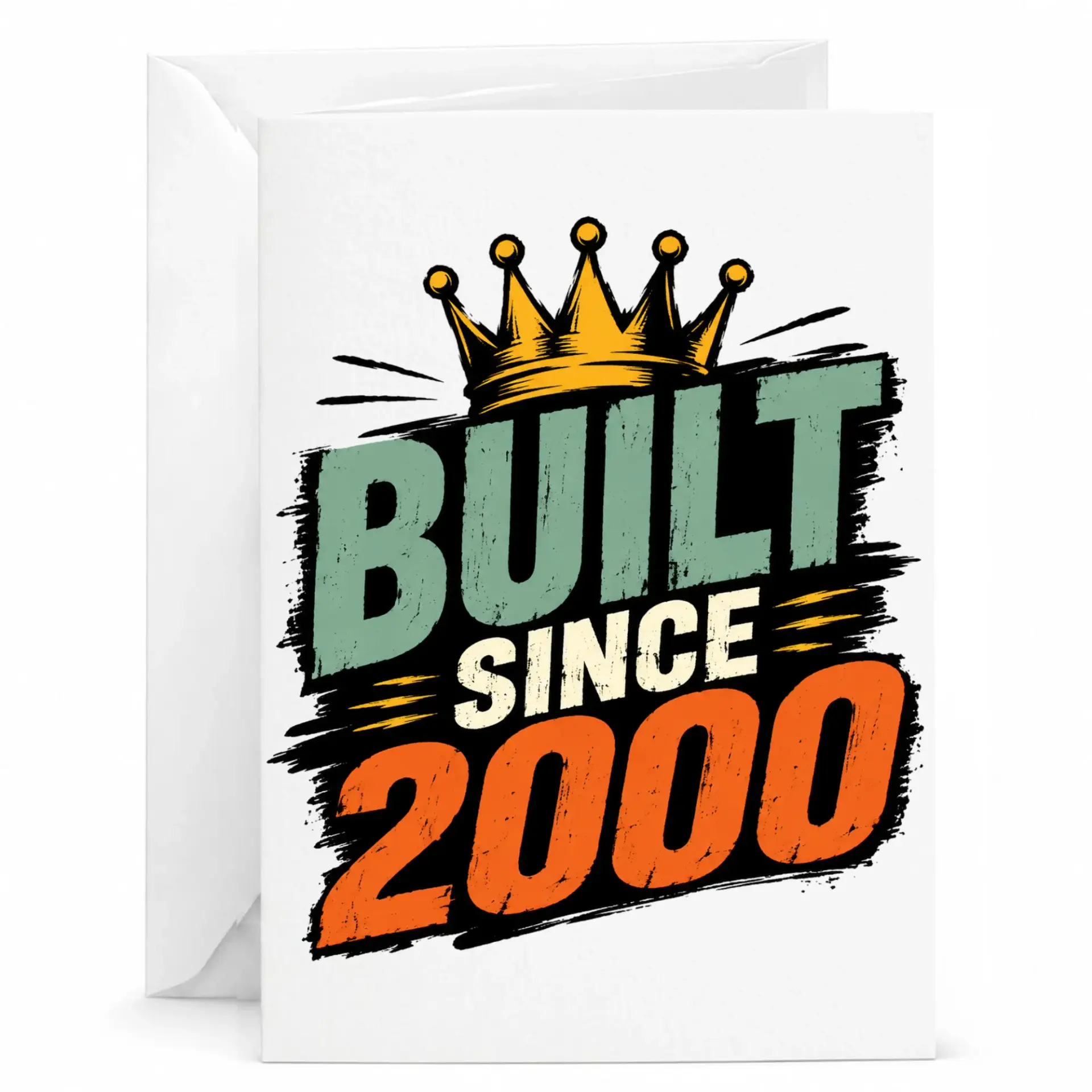 Birthday Card Built Since 2000 Vintage Style Graphic Greeting Card for Milestone Birthdays or Anniversary Celebrations