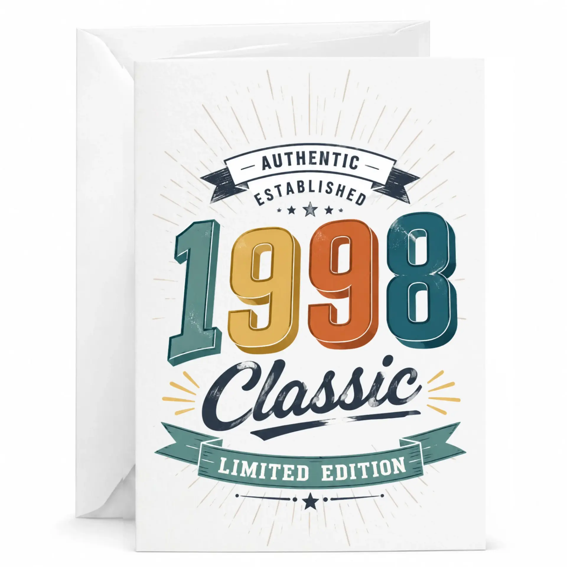 Birthday Card Authentic 1998 Classic Limited Edition Greeting Card for Milestone Year Celebration with Envelope