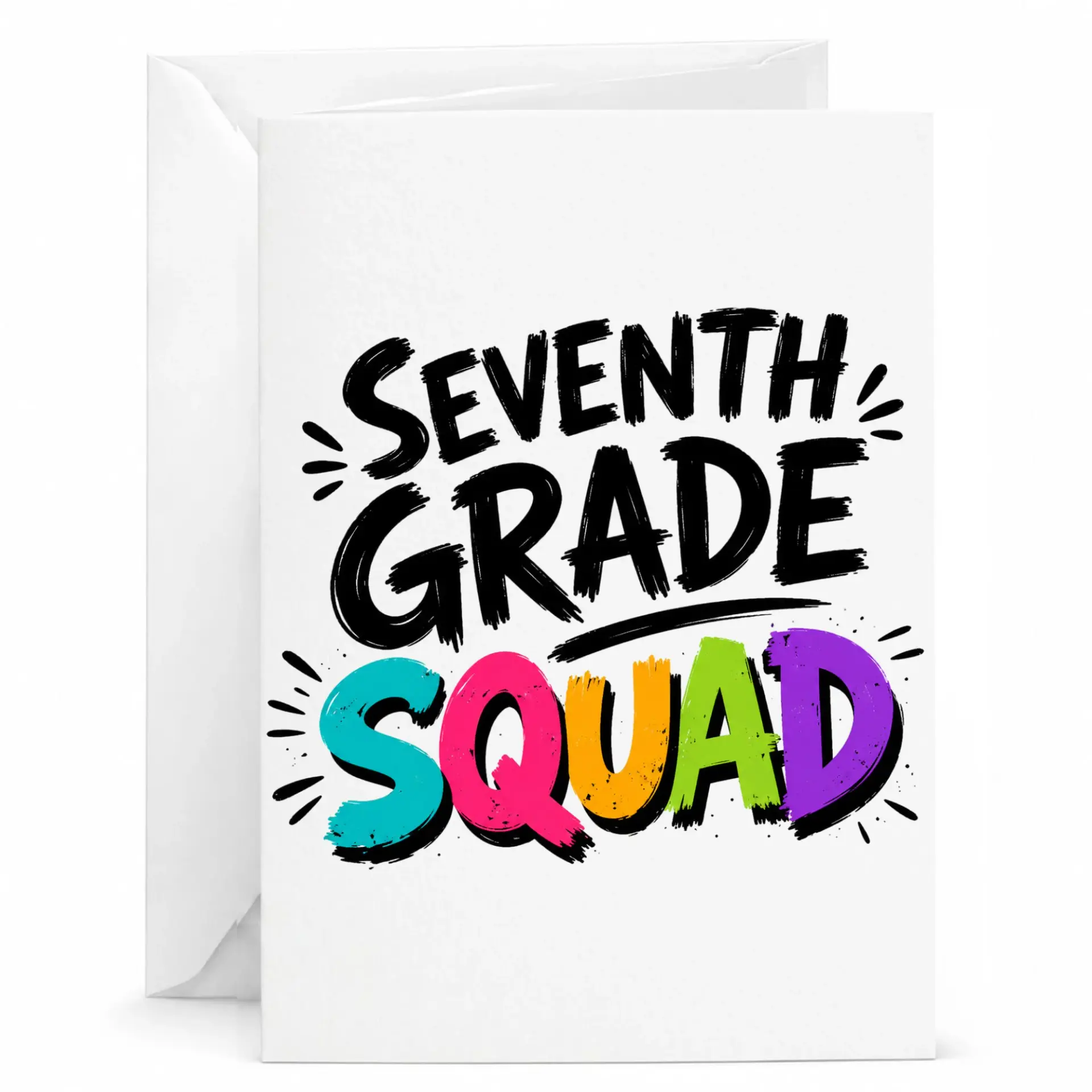Personalized Greeting Card Seventh Squad Colorful Typography Design