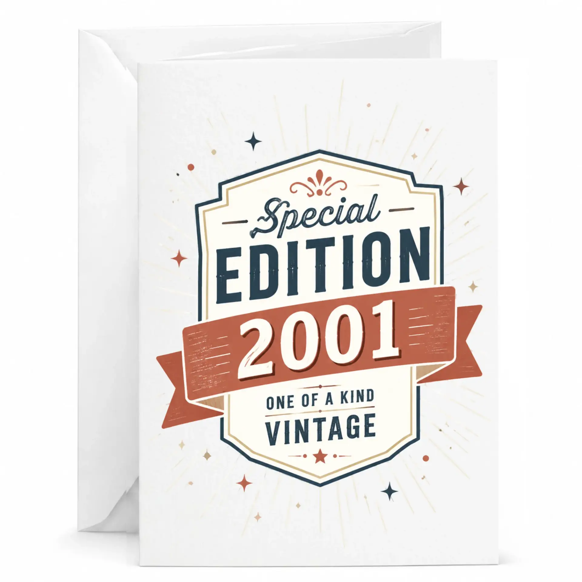 Greeting Card Special Edition 2001 Vintage Design Birthday Anniversary Celebration Keepsake Stationery for Milestone