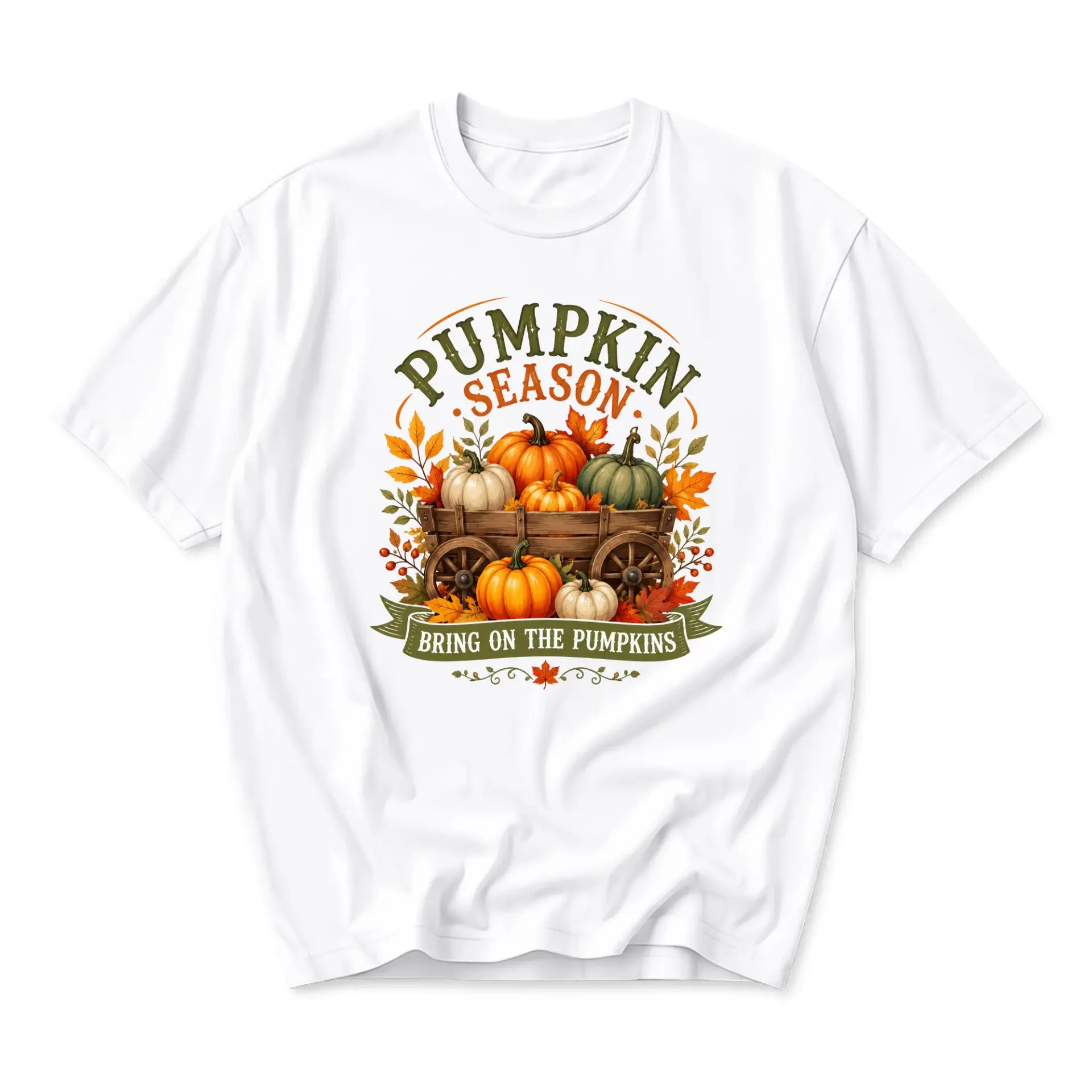 Funny Shirt Pumpkin Season Graphic Tee Autumn Harvest Fall Themed Unisex Casual Short Sleeve Crew Neck Cotton Blend Top