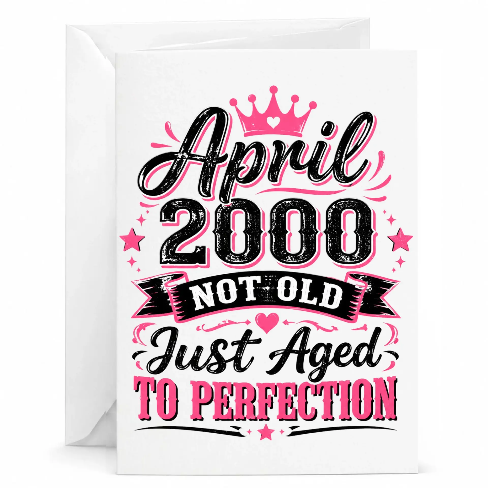 Birthday Card April 2000 Not Old Just Aged to Perfection Funny Milestone Greeting Card with White Envelope
