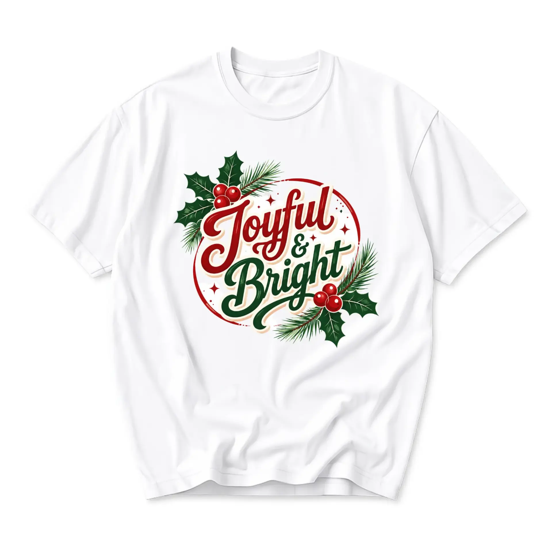 Graphic Tee Joyful and Bright Holiday Season Unisex Crew Neck T-Shirt Soft