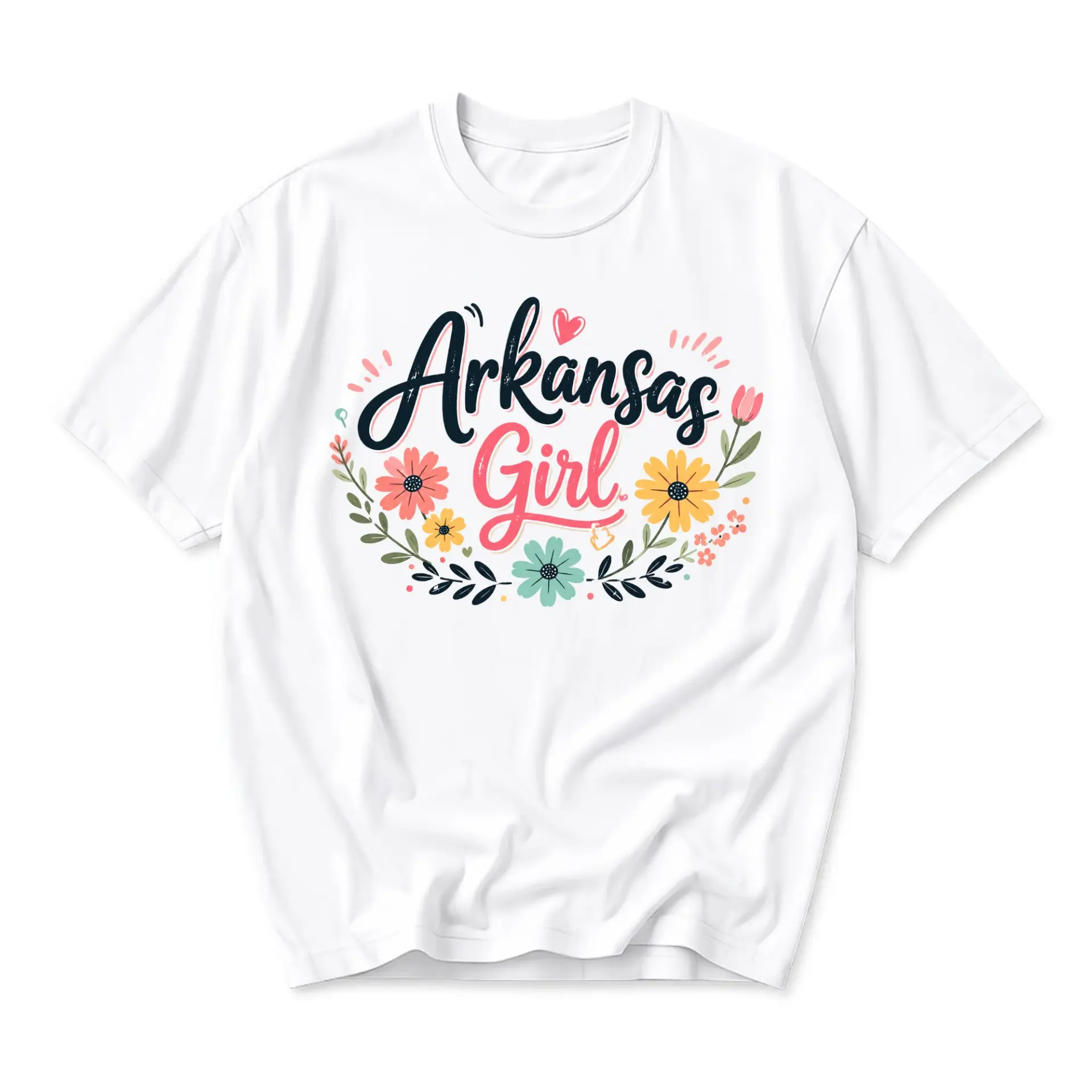 Graphic Tee Arkansas Girl Floral Design Unisex Crew Neck Soft Cotton Casual Everyday Top Comfortable Summer Shirt