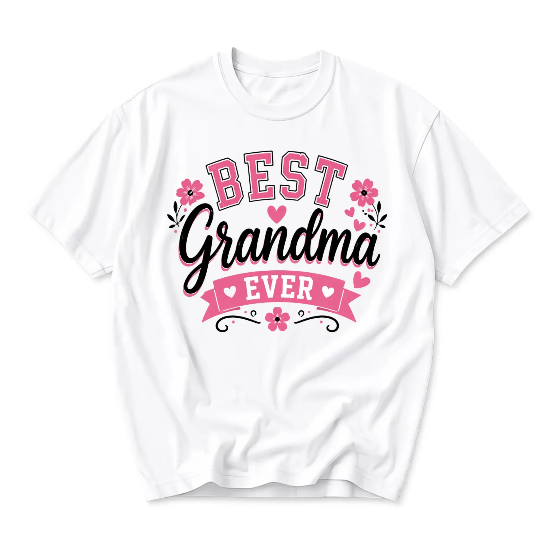 Funny Shirt Best Grandma Ever Graphic Tee for Women Casual Everyday Wear Comfortable Cotton Crew Neck Top White