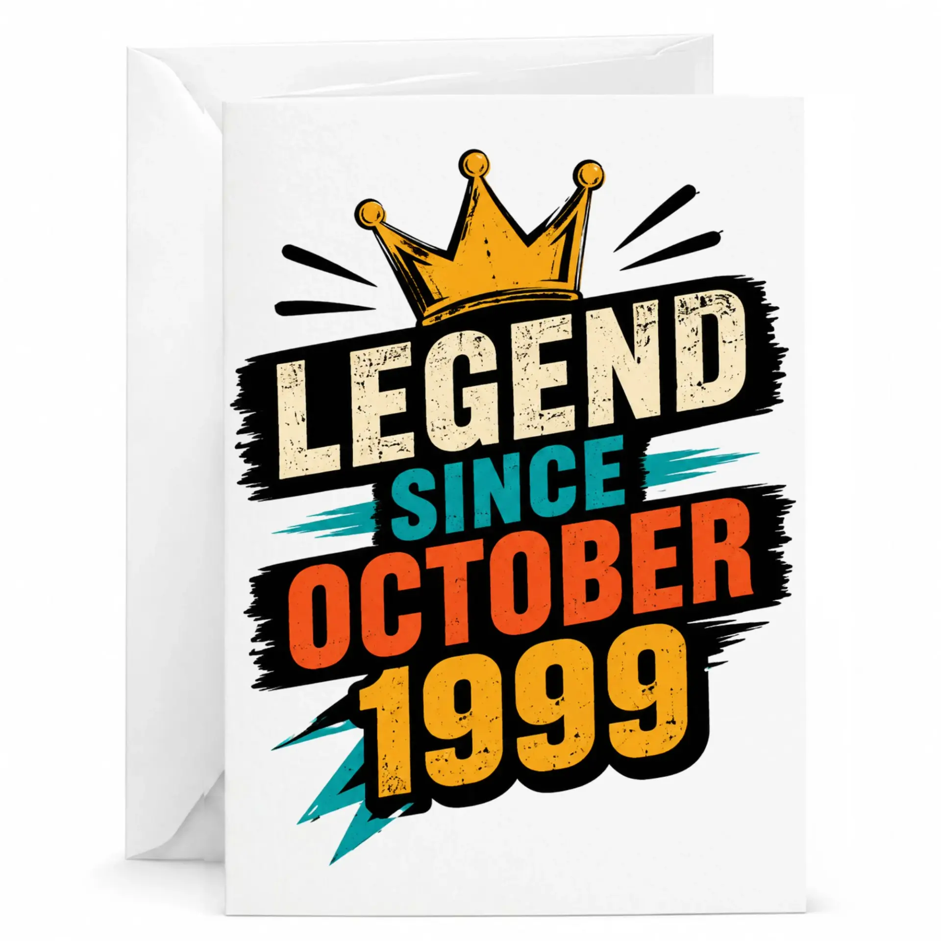 Birthday Card Legend Since October 1999 Vintage Style Design Premium Greeting Card for Milestone Celebrations