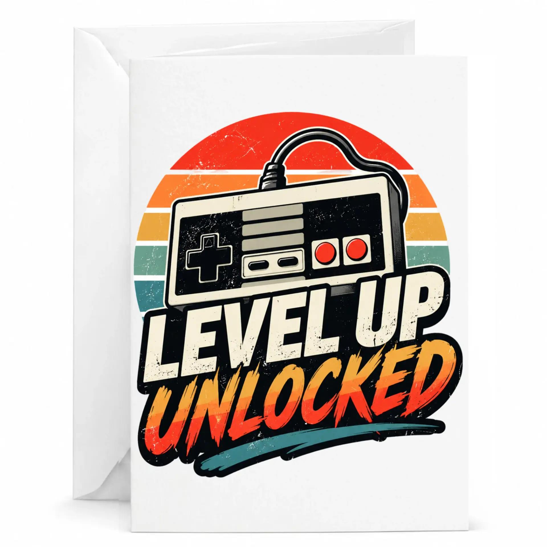 Funny Greeting Card Level up Unlocked Retro Video Game Design for Birthday Celebration and Achievement Accomplishments