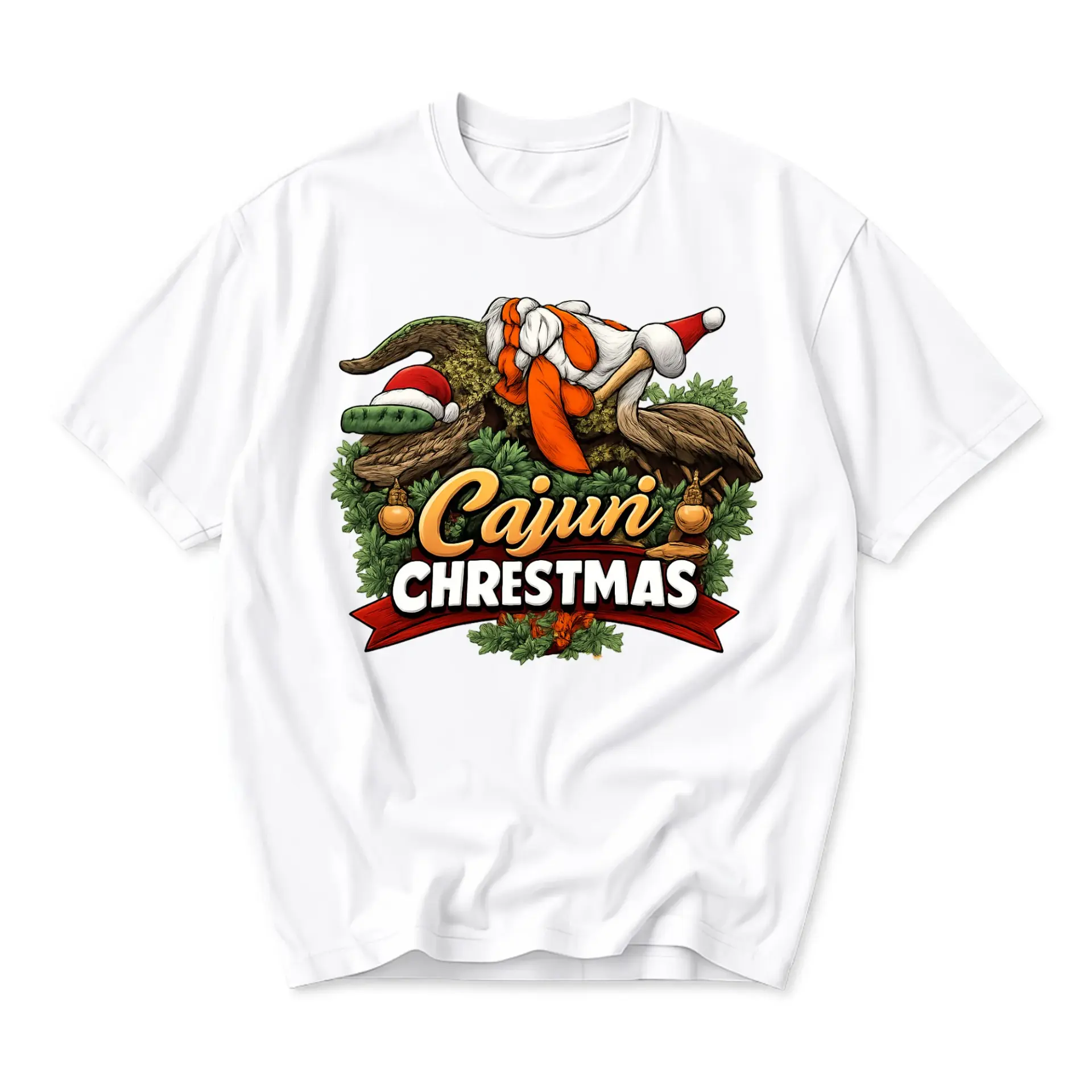 Graphic Tee Cajun Christmas Holiday Themed Shirt Featuring Southern Festive