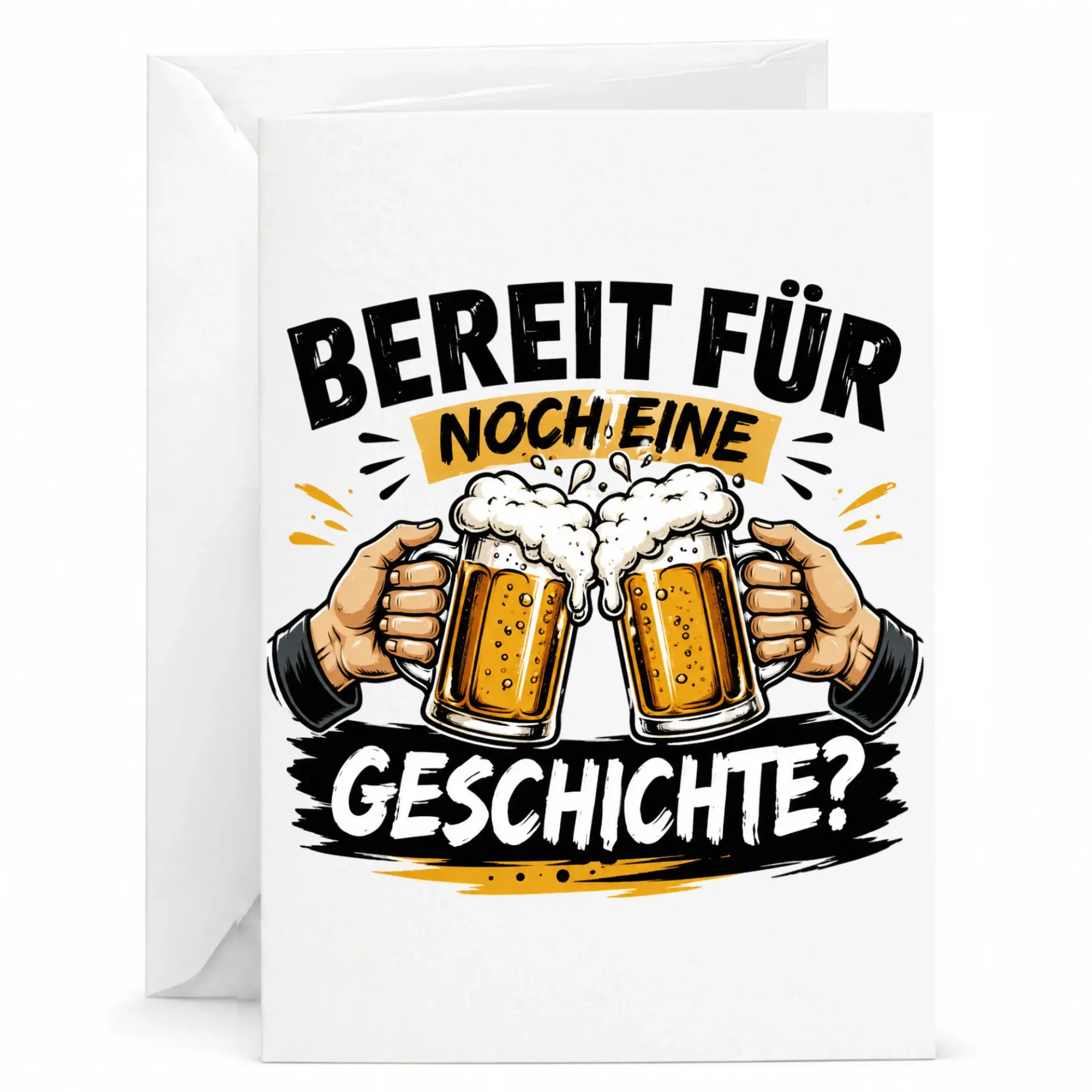 Funny Beer Greeting Card with Envelope, Cheers Design for Friends or Family, Pub and Tavern Lover Stationery