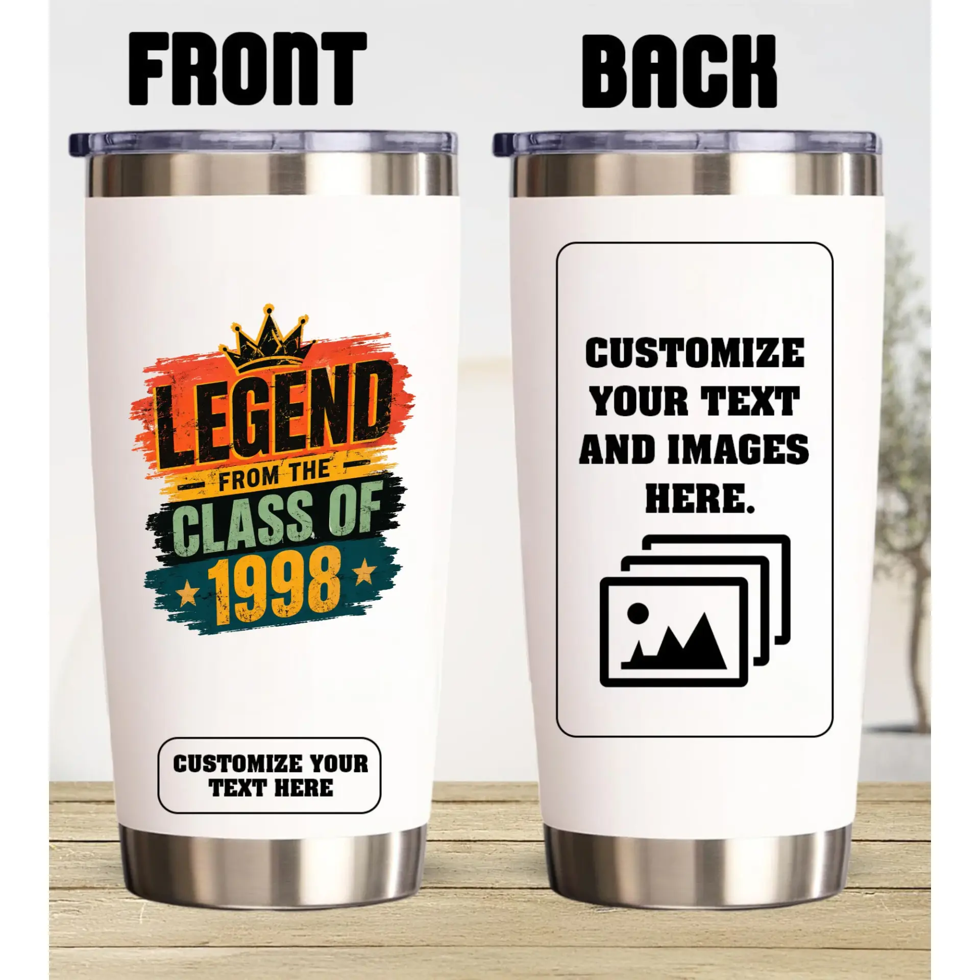Stainless Steel Tumbler 20oz Legend from the Class of 1998 Retro Style Insulated Travel Cup for Hot or Cold Drinks