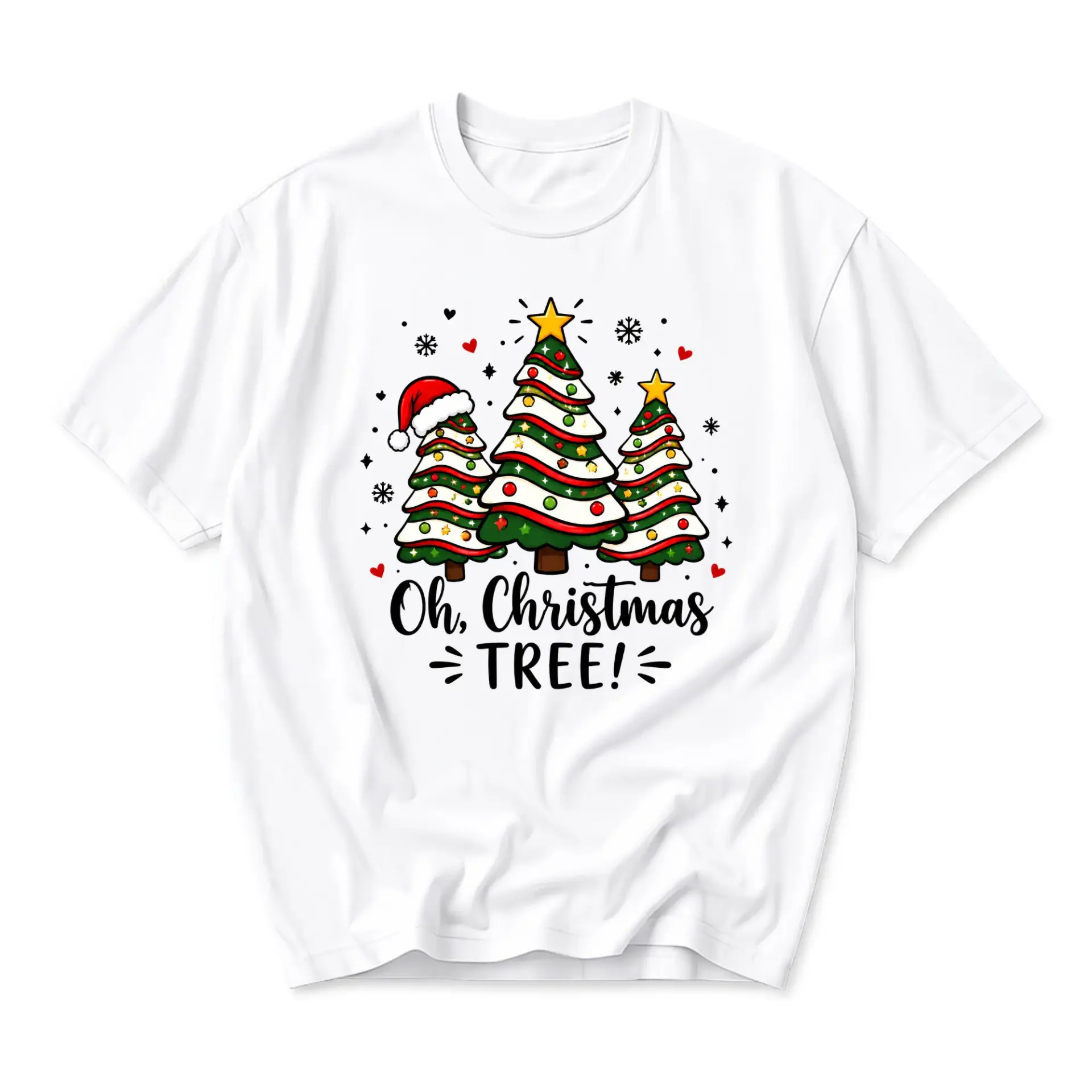 Funny Shirt Oh Christmas Tree Graphic Tee Unisex Holiday Crew Neck Short