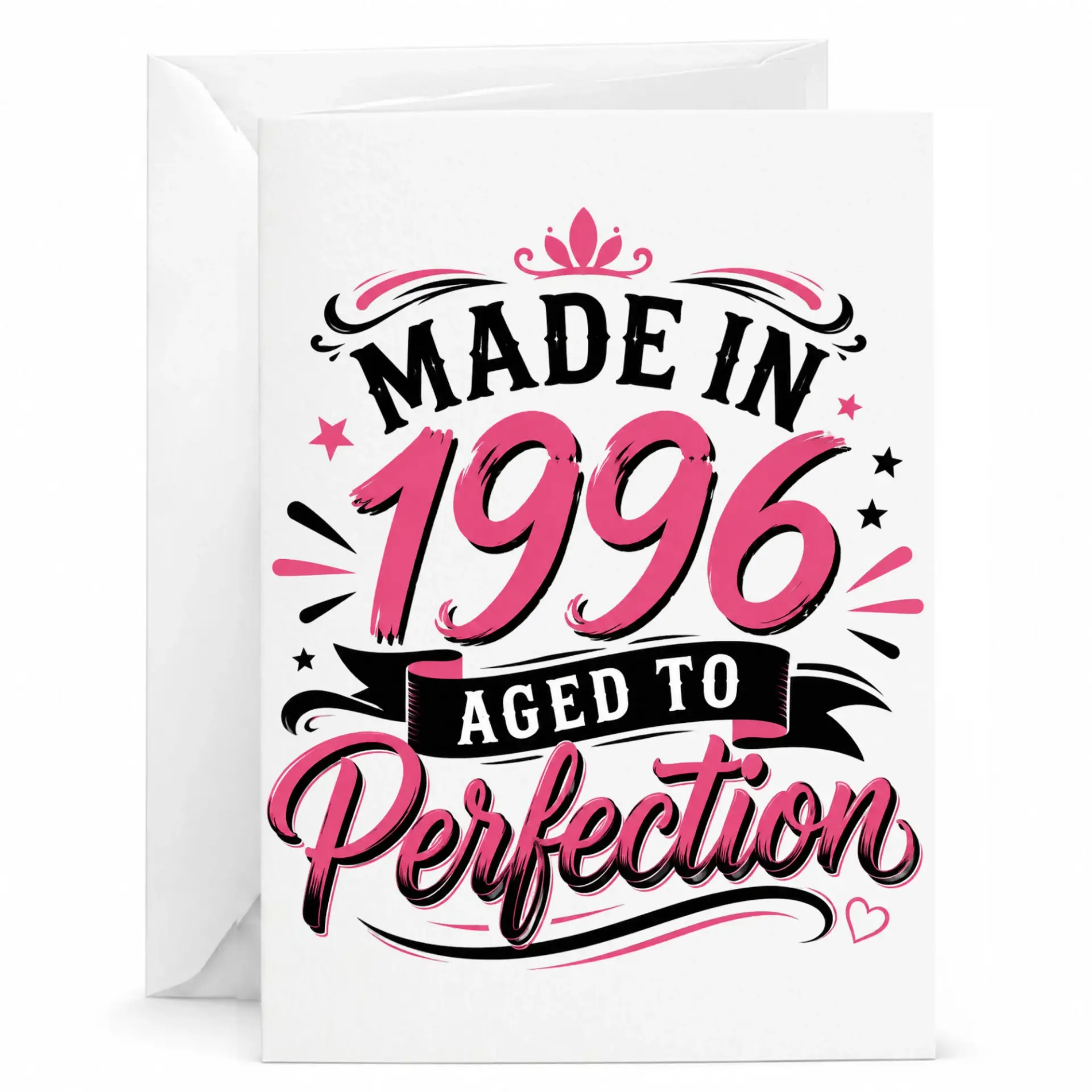 Birthday Card Made in 1996 Aged to Perfection Funny Greeting Card for Milestone Celebration with White Envelope