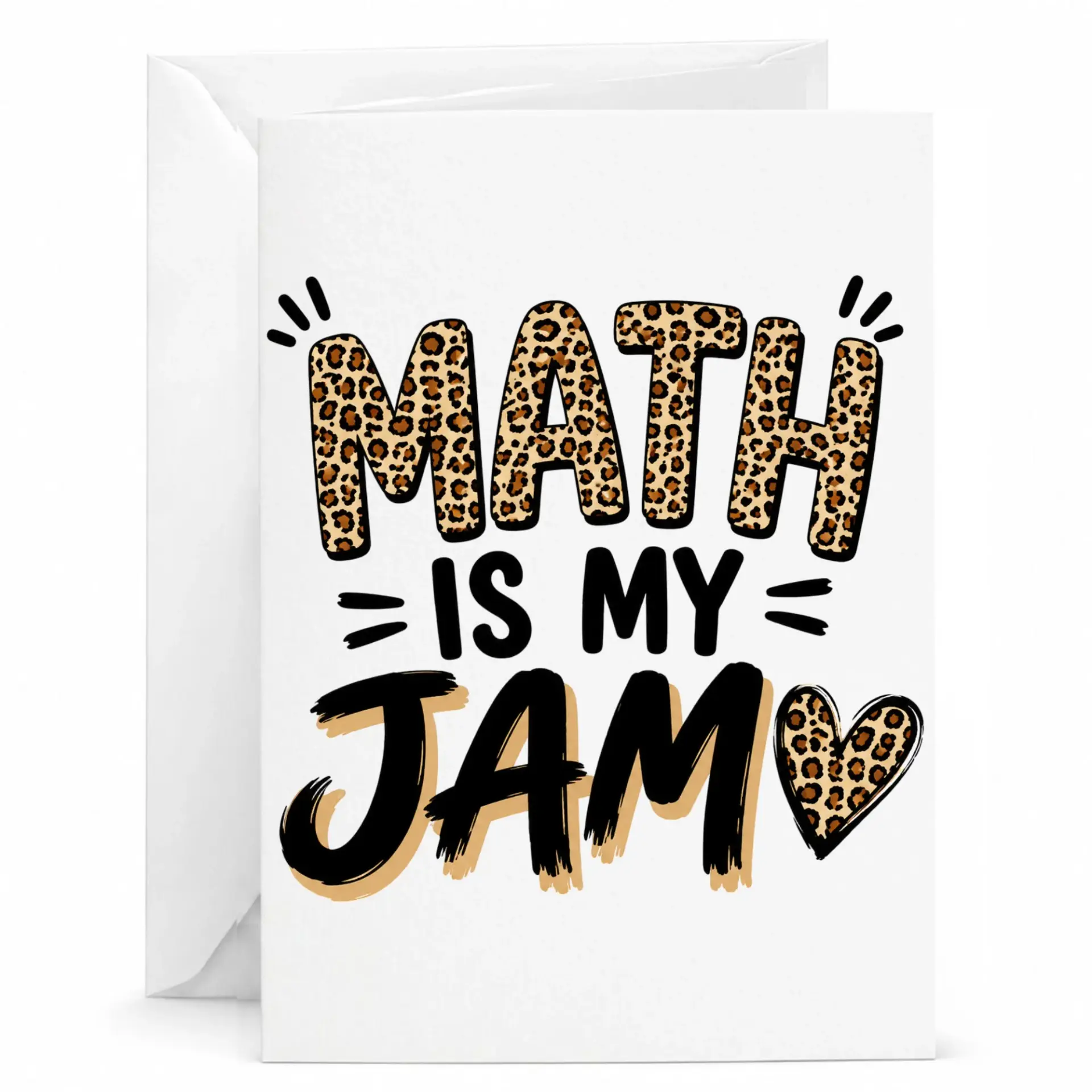 Funny Math Is My Jam Greeting Card with Leopard Print Design for Enthusiasts and Academic Appreciation