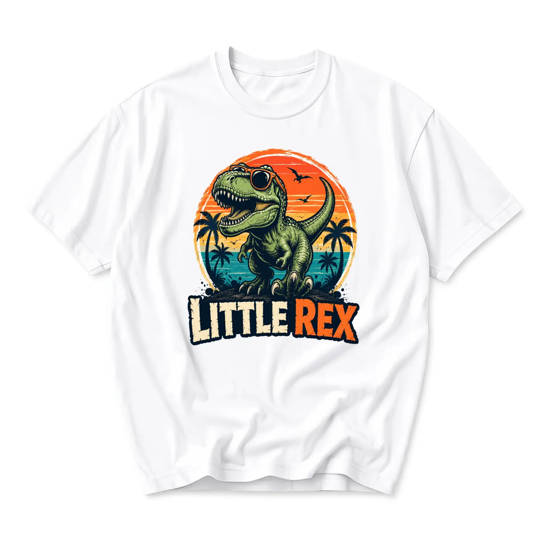 Funny Shirt Little Rex Graphic Tee Unisex Crew Neck Short Sleeve Casual Cotton Blend Summer Vacation Dinosaur Top