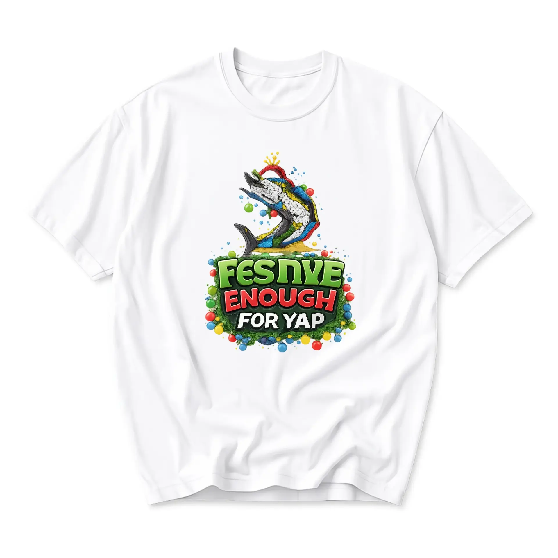 Funny Shirt Unisex Graphic Printed T-Shirt Casual Everyday Apparel with Colorful Fish and Decorative Design