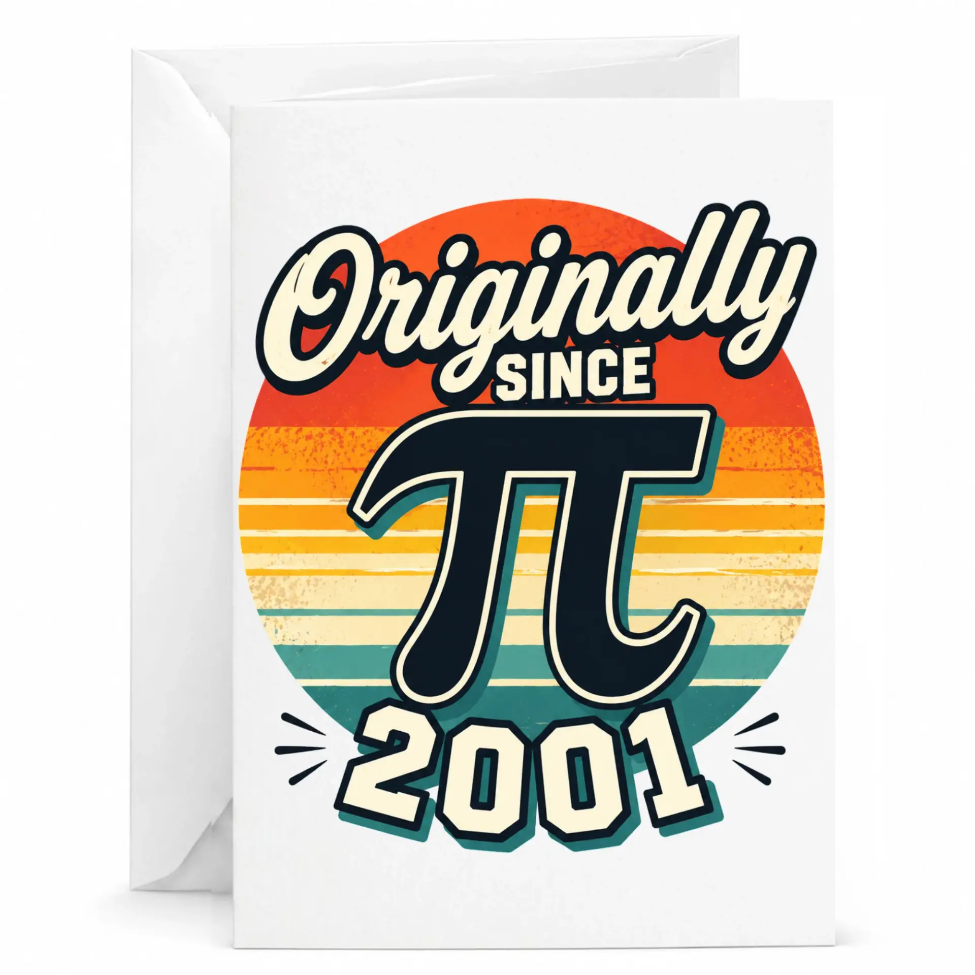 Birthday Card Originally Since 2001 Retro Vintage Style Mathematical Symbol Greeting Card for Special Milestone Occasions