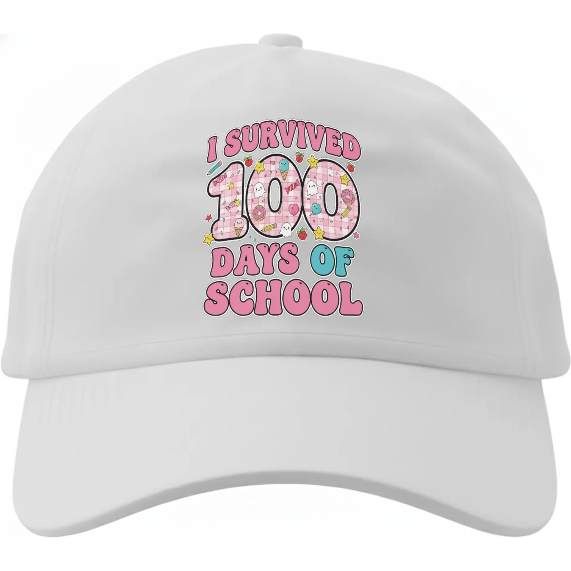 Baseball Cap I Survived 100 Days of School Printed Graphic Hat Casual Low Profile Cotton Unisex Adjustable Headwear