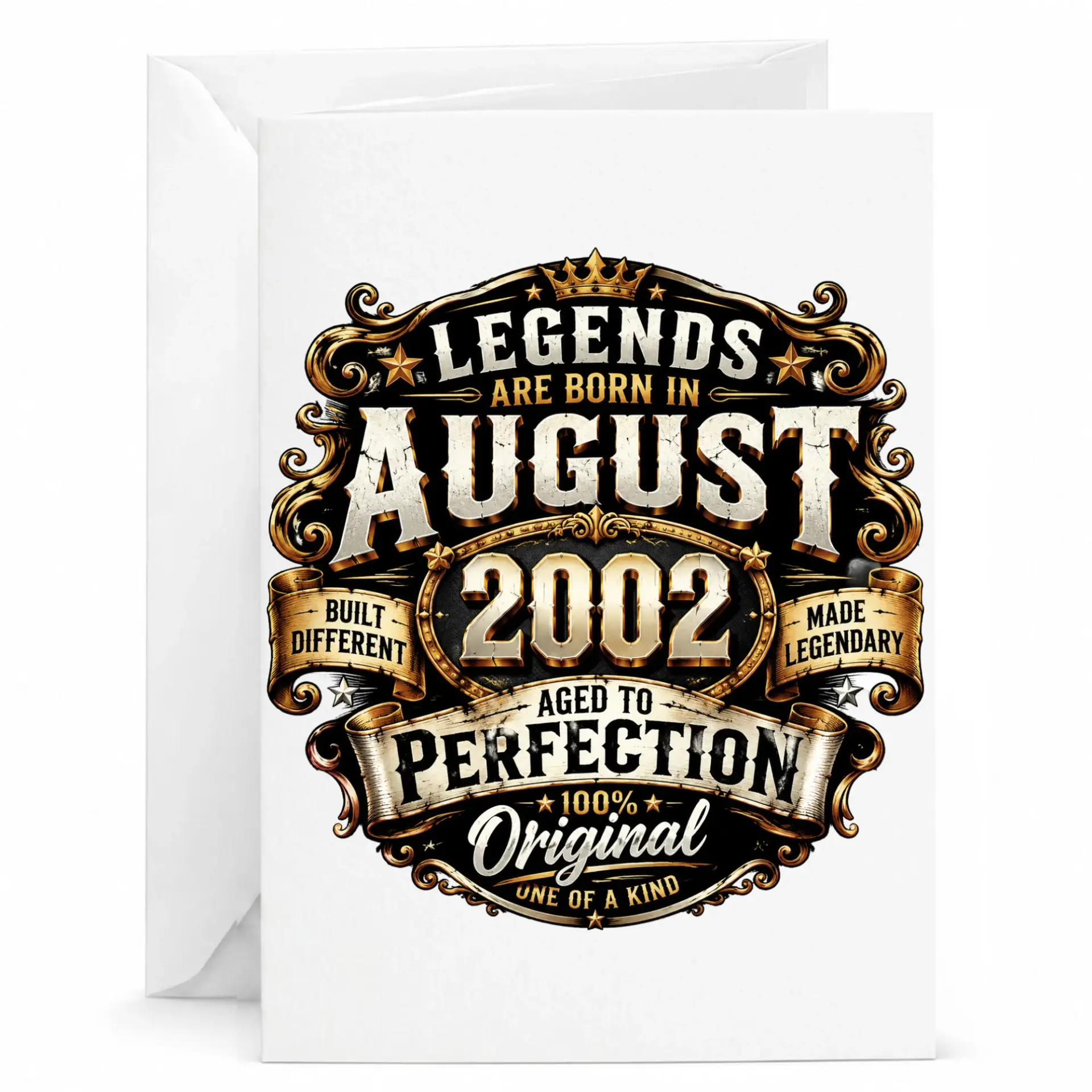 Birthday Card Legends Are Born in August 2002 Vintage Style Greeting Card for Birthday Celebrations and Milestone Events