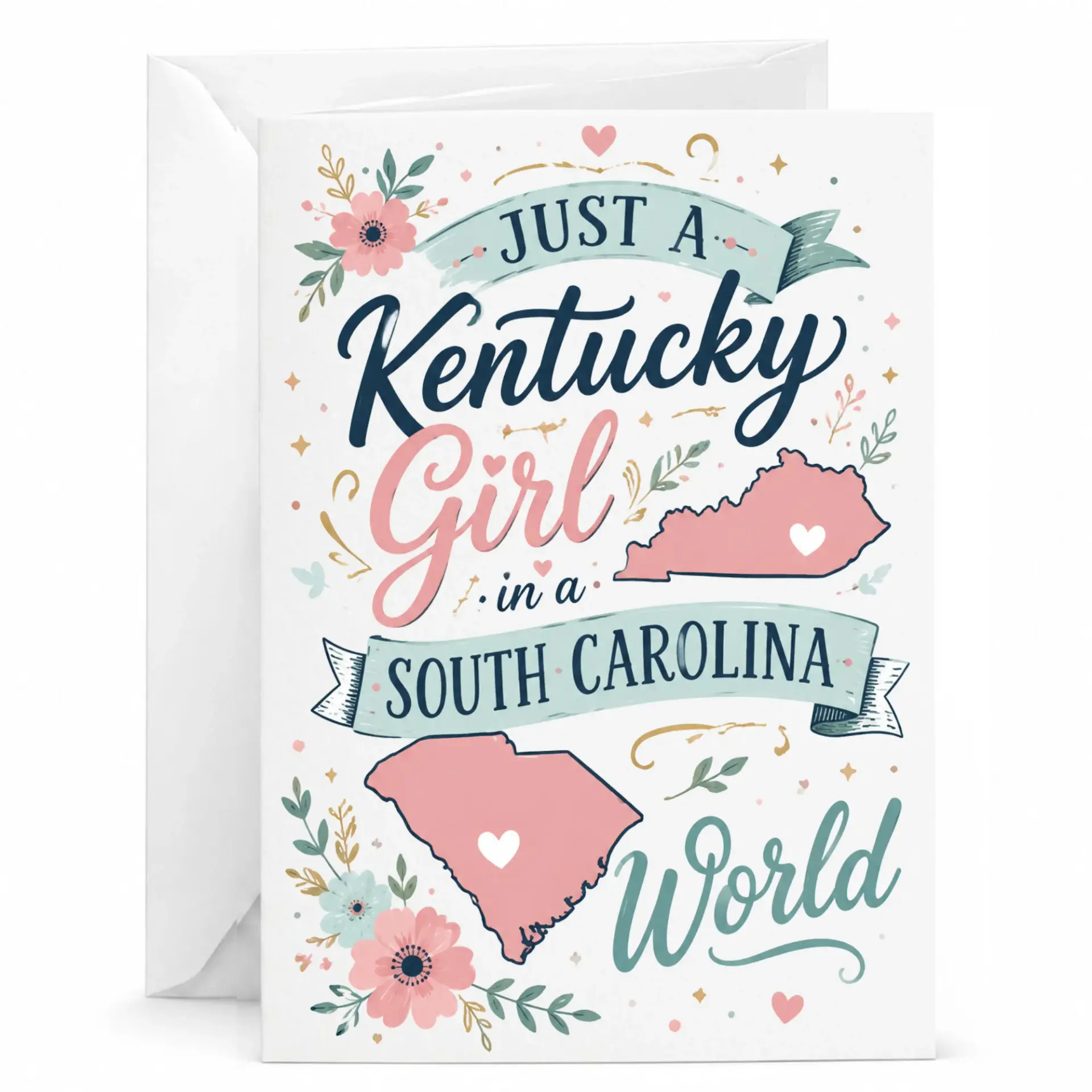 Greeting Card for Girl in a South World with Floral Design Long Distance Home