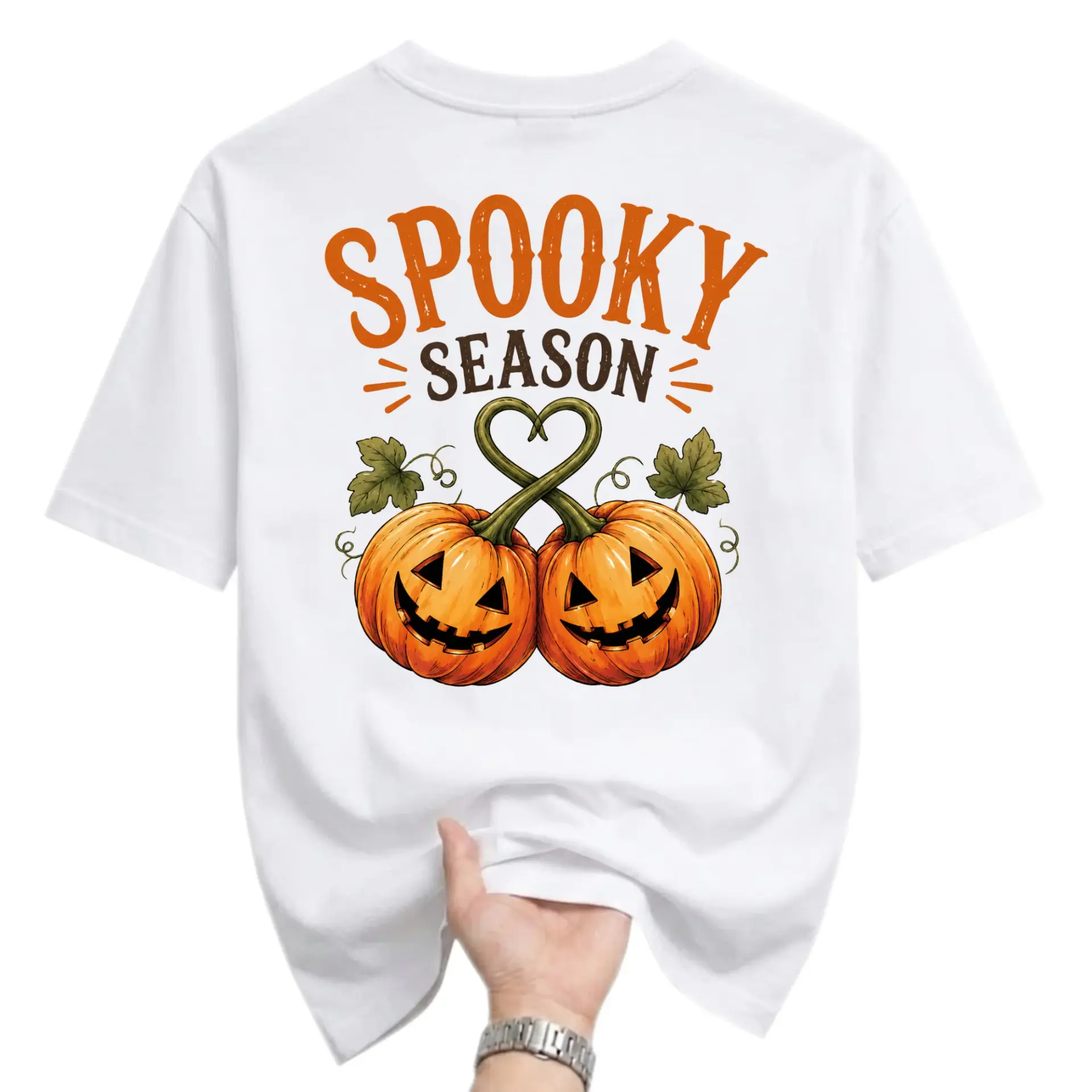 Funny Shirt Spooky Season Pumpkin Graphic Tee Unisex Crew Neck Short Sleeve Casual Cotton Top for Fall Lovers