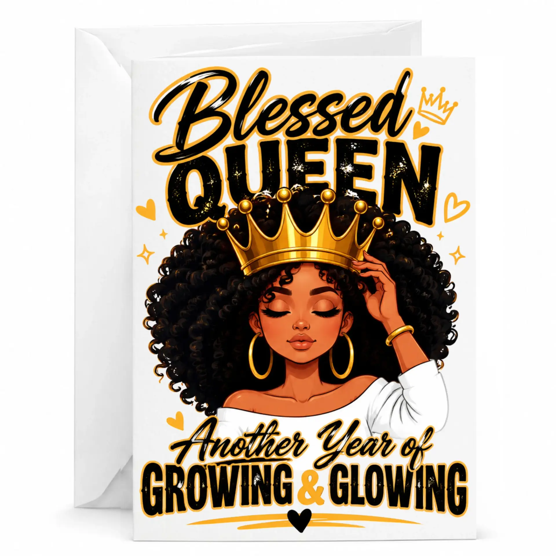 Blessed Queen Birthday Card for Her, Inspirational Greeting Card with Envelope for Empowerment and Celebration