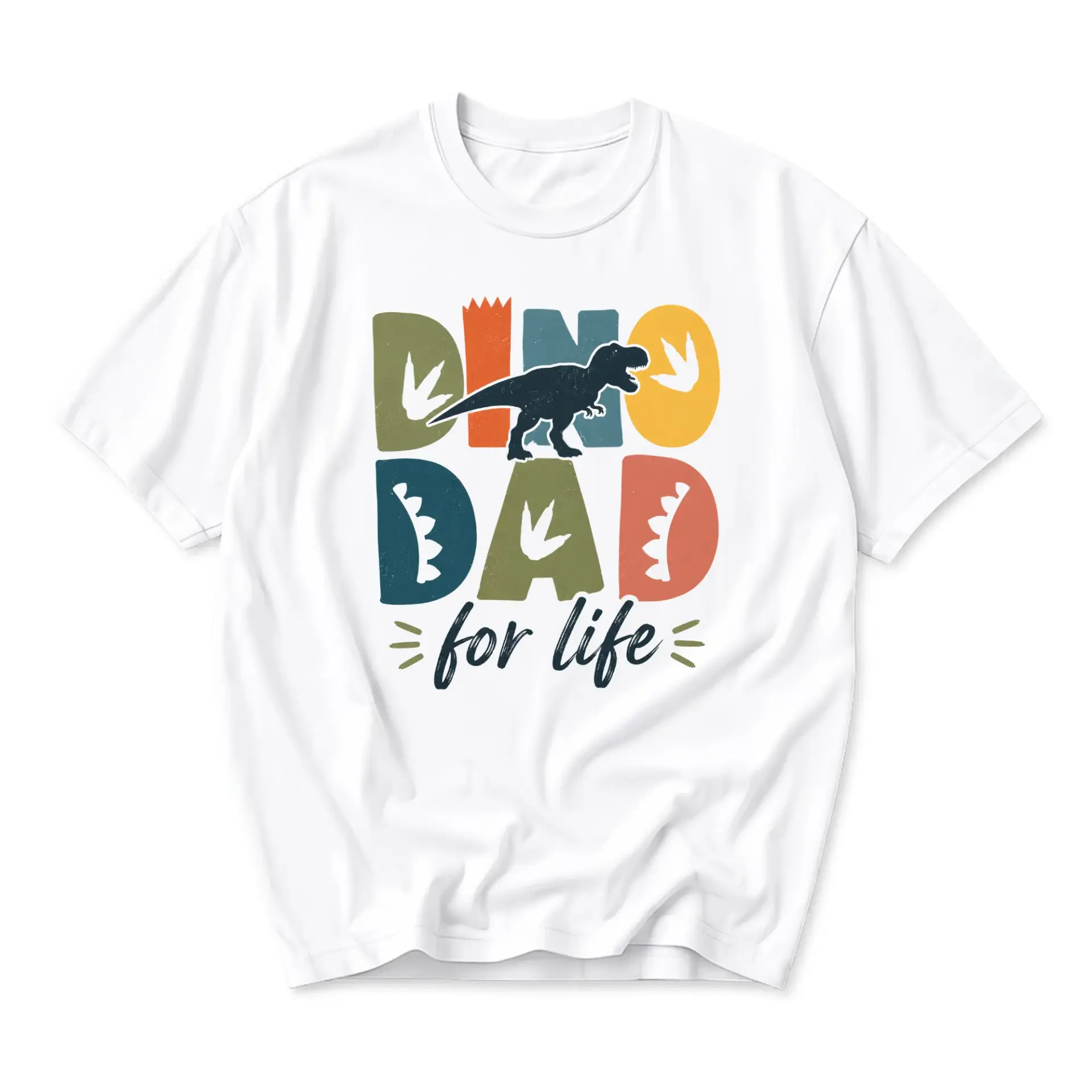 Graphic Tee Dino Dad for Life Unisex T-Shirt Funny Prehistoric Paleontology Themed Casual Cotton Crew Neck Shirt