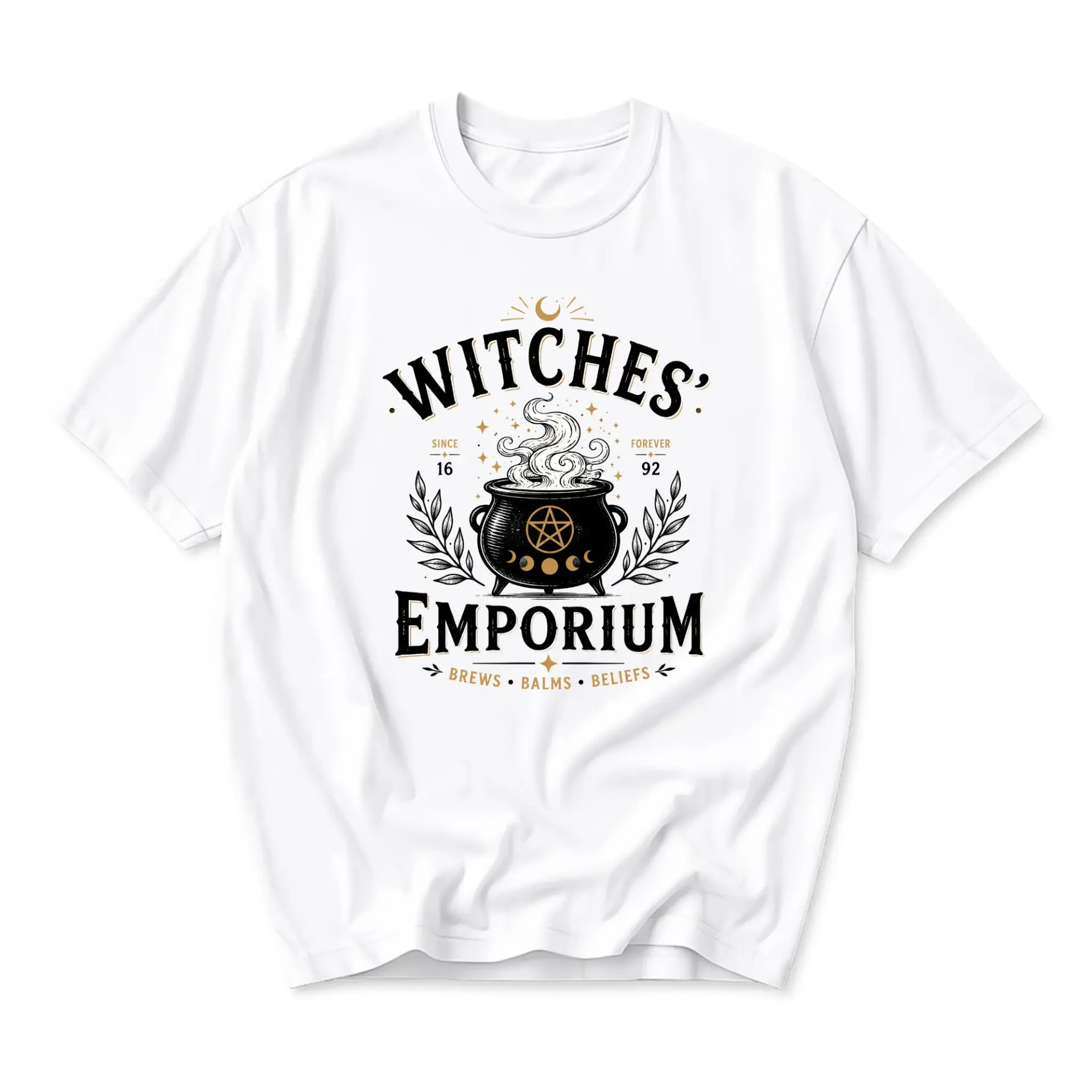 Graphic Tee Witches Emporium Brewing Cauldron Design Unisex Crew Neck Soft Cotton Casual Everyday Short Sleeve Shirt
