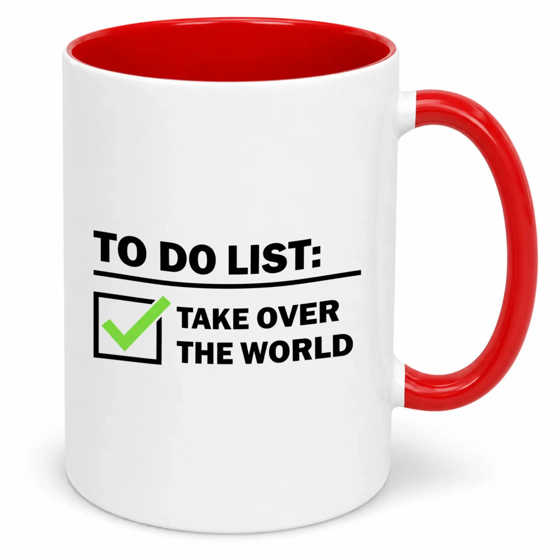 Funny Coffee Mug for Ambitious Individuals White Ceramic Tea Cup with 'to Do List: Take over the ' Design Motivational Office Gift Idea