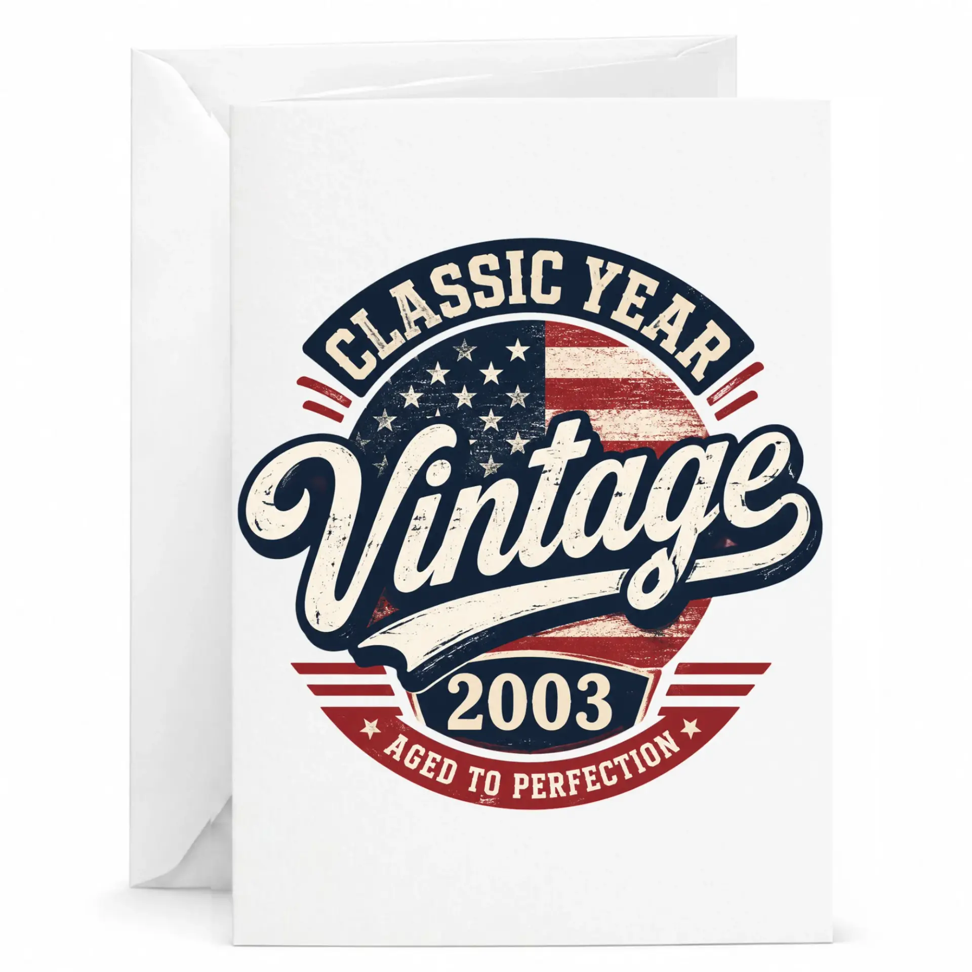 Greeting Card for 2003 Birthday Classic Year Vintage Aged to Perfection Retro Style Design Folded Paper Card