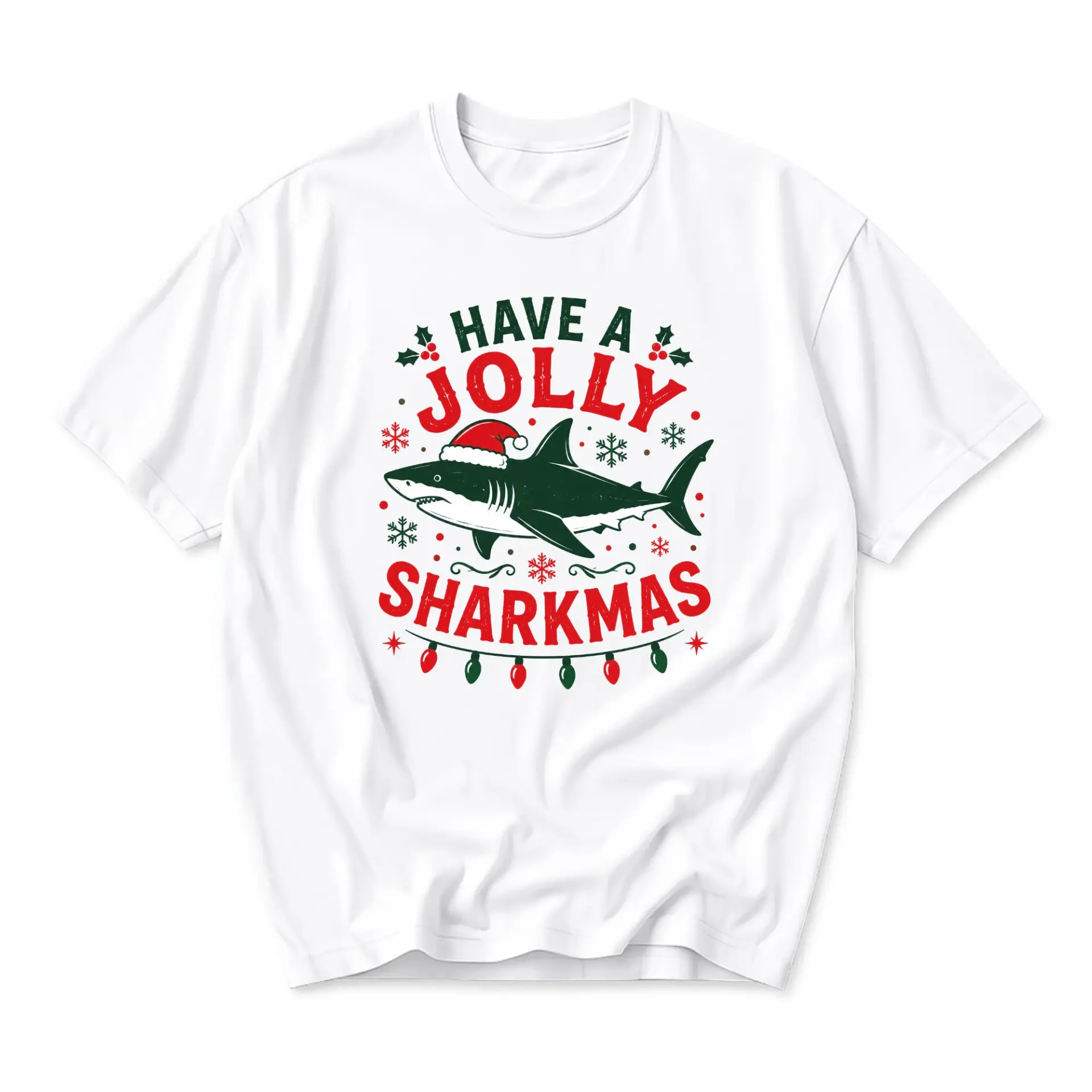 Funny Shirt Have a Jolly Sharkmas Christmas Graphic Tee Unisex Crew Neck