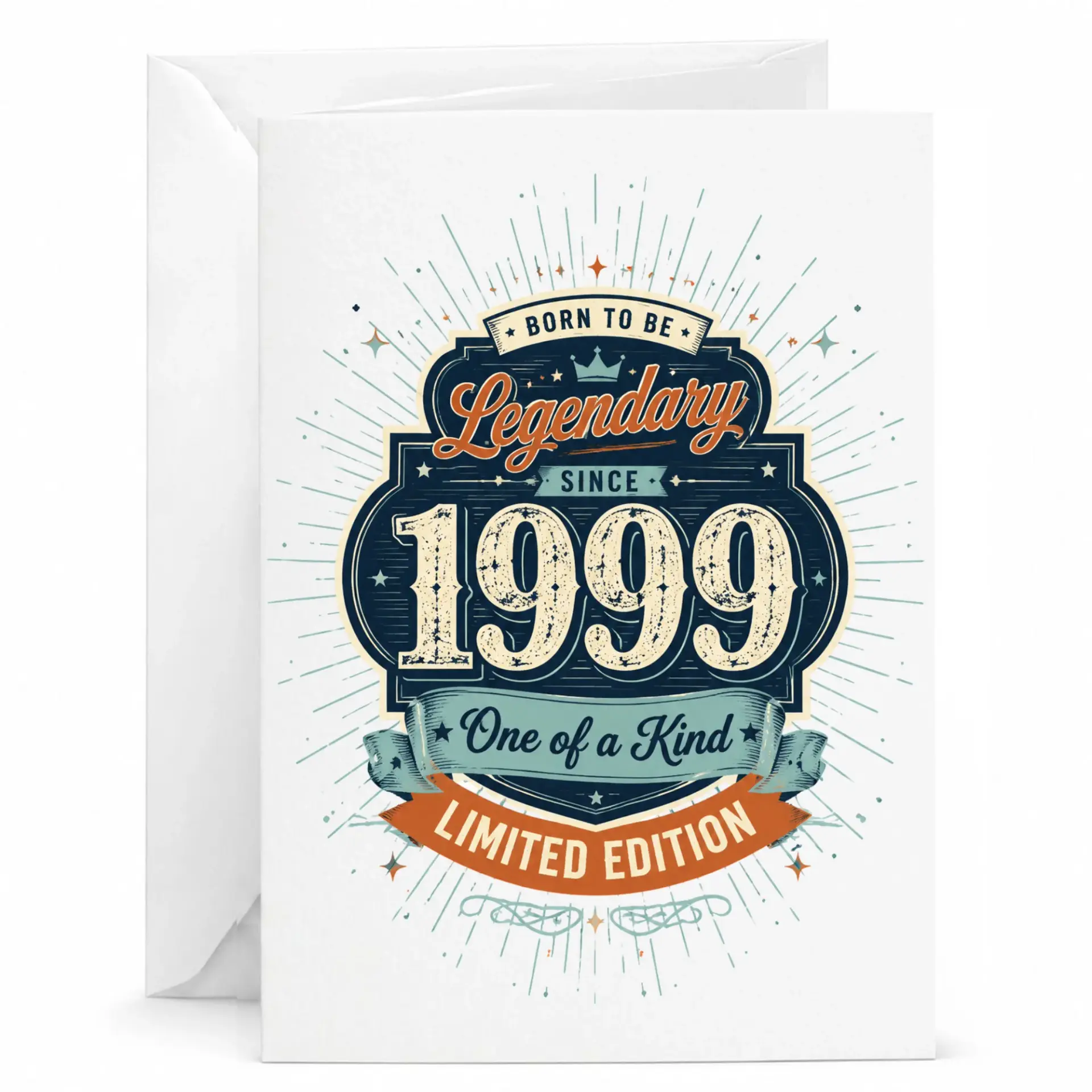Birthday Card Born to Be Legendary Since 1999 Vintage Style Greeting Card for Special Milestone Occasions