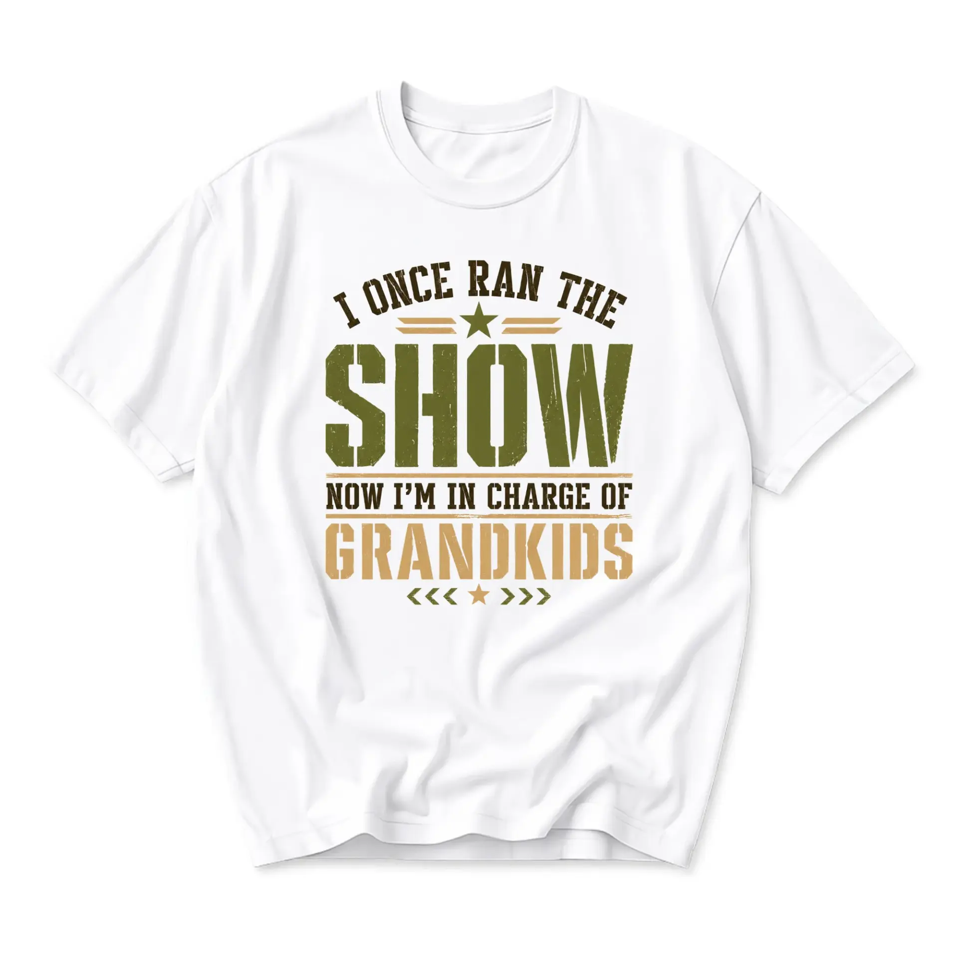 Funny Shirt I Once Ran the Show Now I Am in Charge of Grandkids Graphic Tee